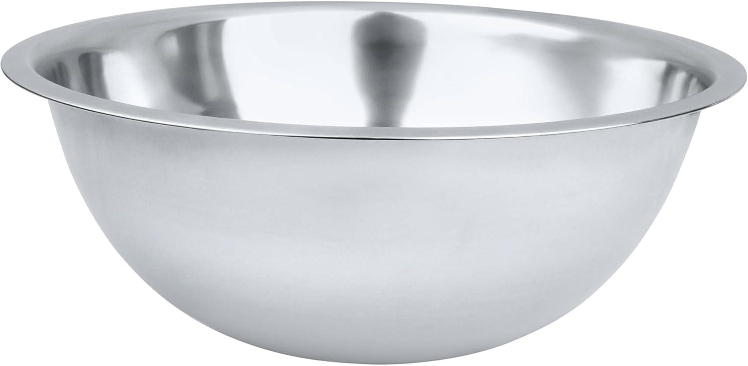 Great Credentials 8 Quart, Set of 2, Multi Use Mixing Bowl, Stainless Steel, Professional Chef, Commercial Kitchen, 13.25 Inches Diameter, Flat Base