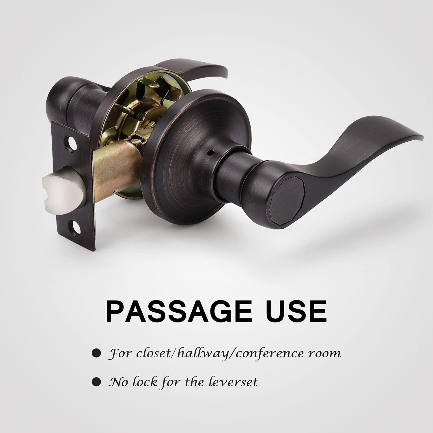 Oil Rubbed Bronze Modern Key Lock Door Lever Set