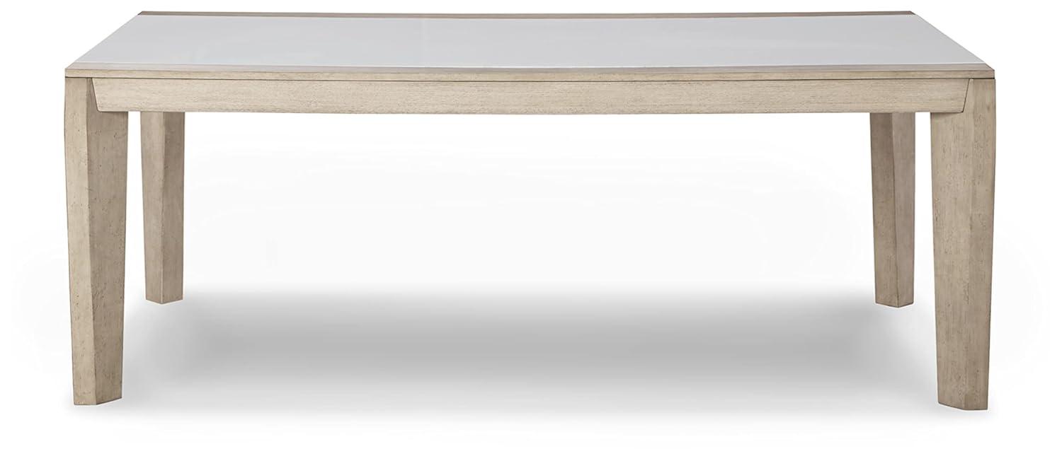 Contemporary Beige & White Wood Dining Table with Acrylic Insert