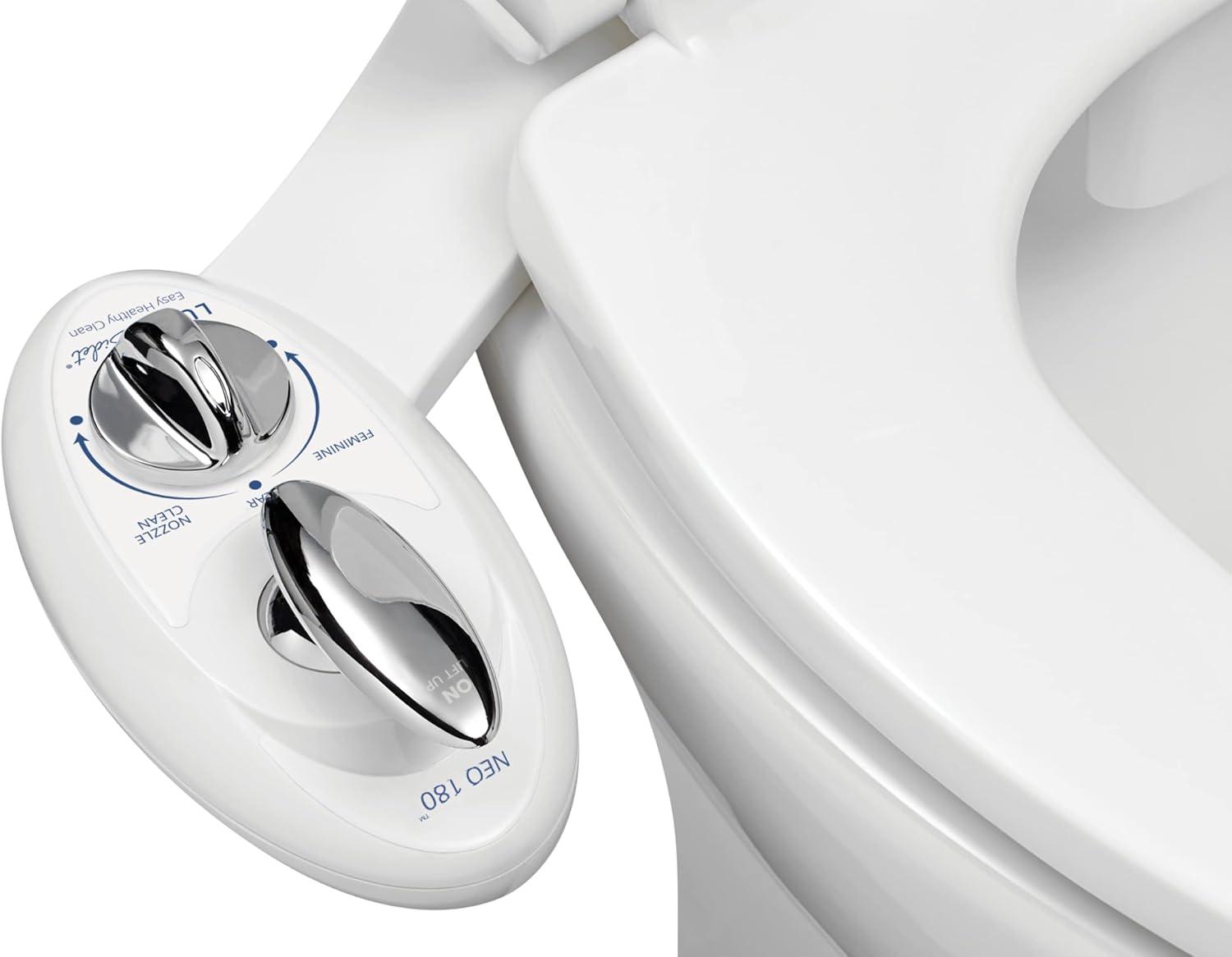 NEO 180 Mechanical Bidet Attachment White - LUXE Bidet: Hygienic Water Spray, Easy Install, Ceramic Core