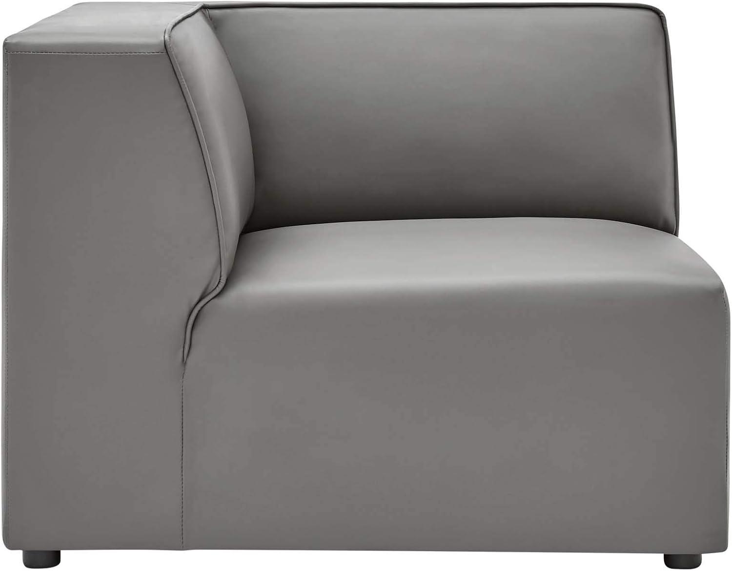 Mingle Vegan Leather Corner Chair Gray - Modway