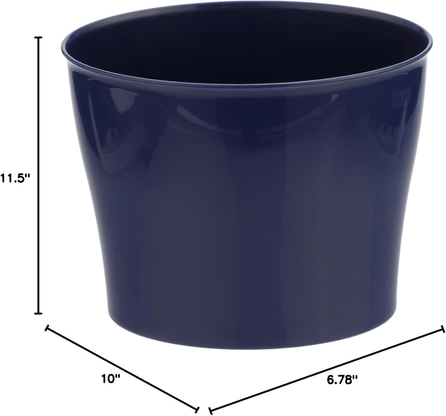 iDesign Oval Plastic Trash Can for Bath, Bedroom, Office - The Nuvo Collection – 11.5" x 6.78" x 10", Navy Blue