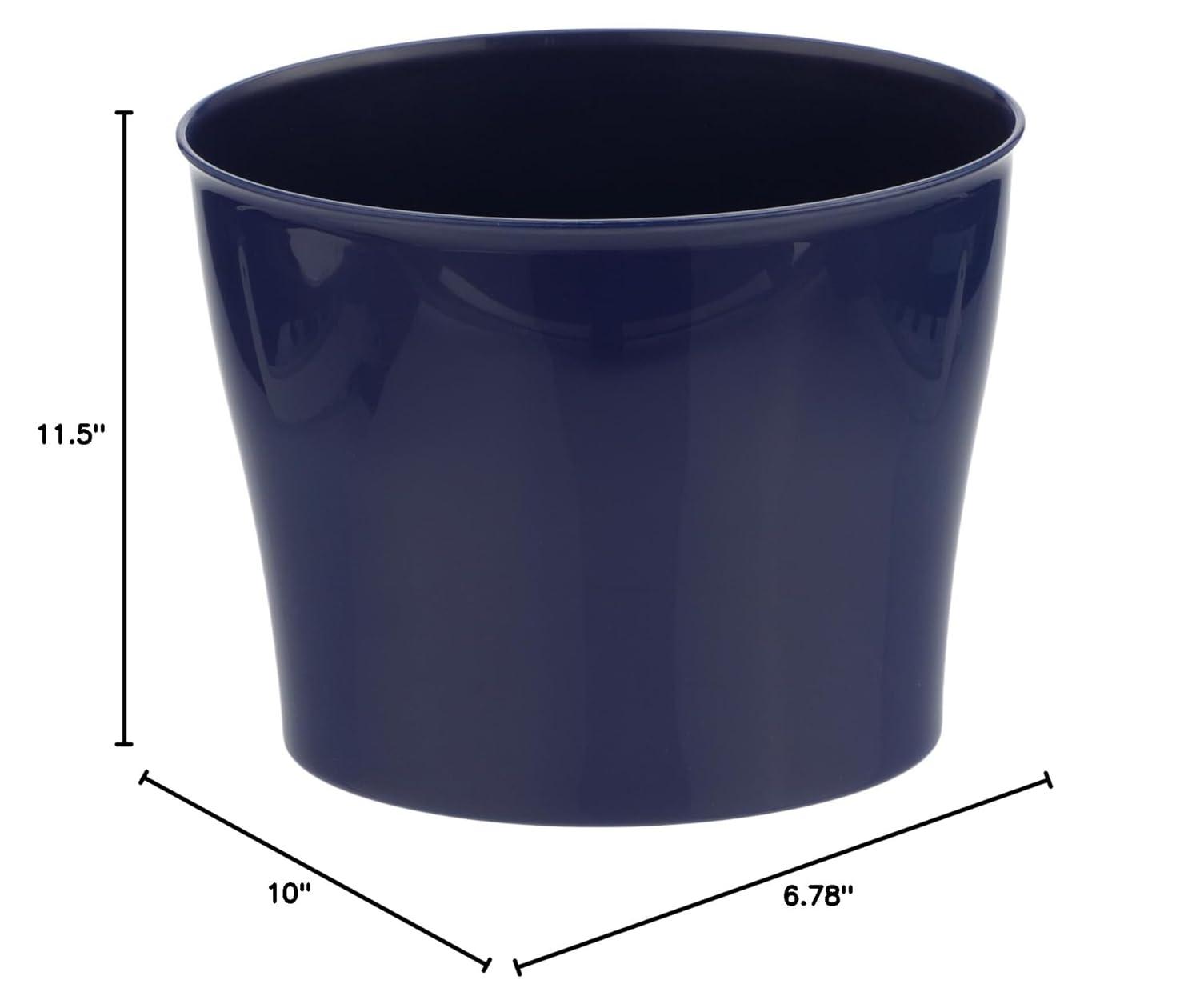 iDesign Oval Plastic Trash Can for Bath, Bedroom, Office - The Nuvo Collection – 11.5" x 6.78" x 10", Navy Blue