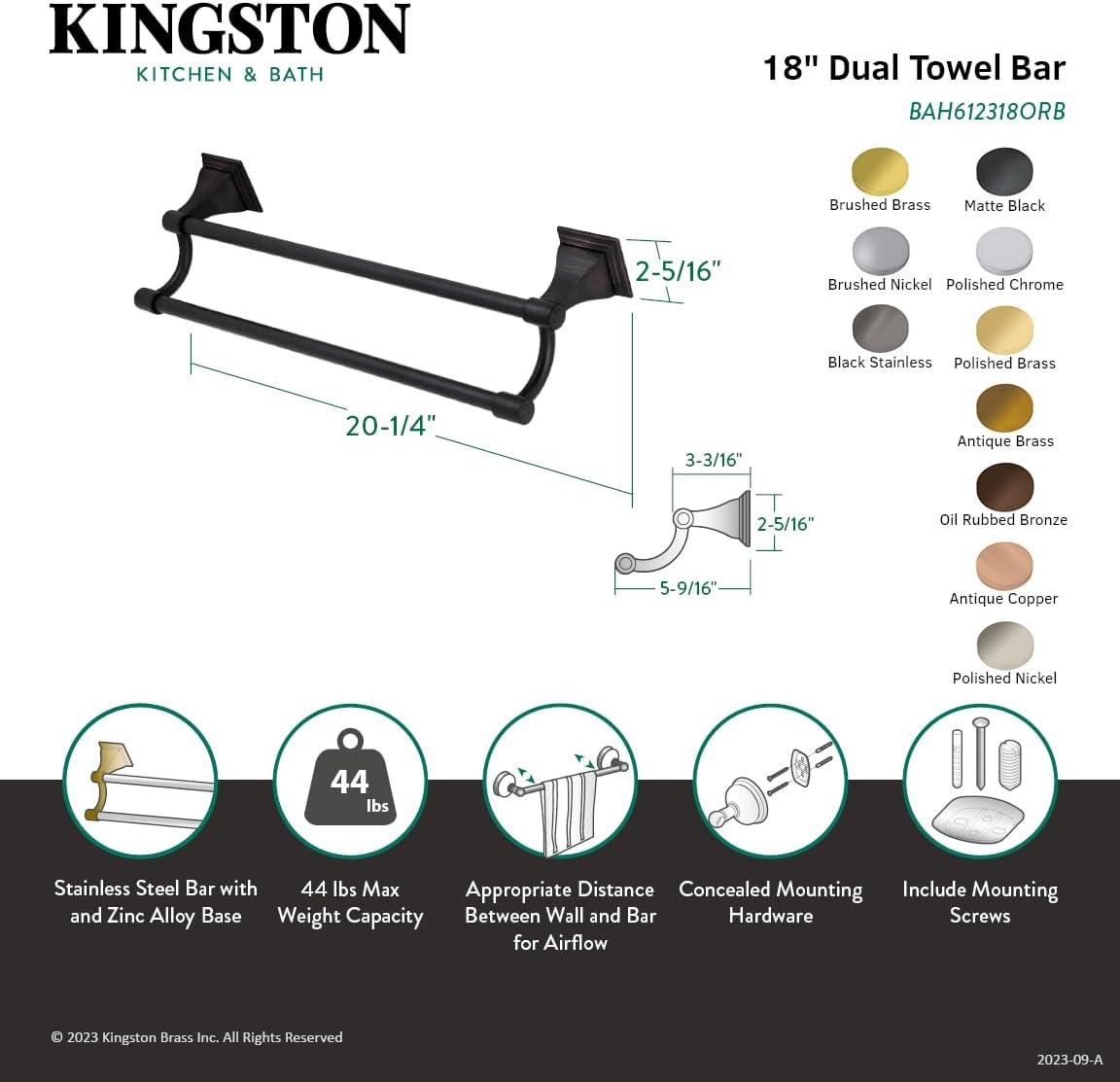 Kingston Brass Monarch Dual Towel Bar