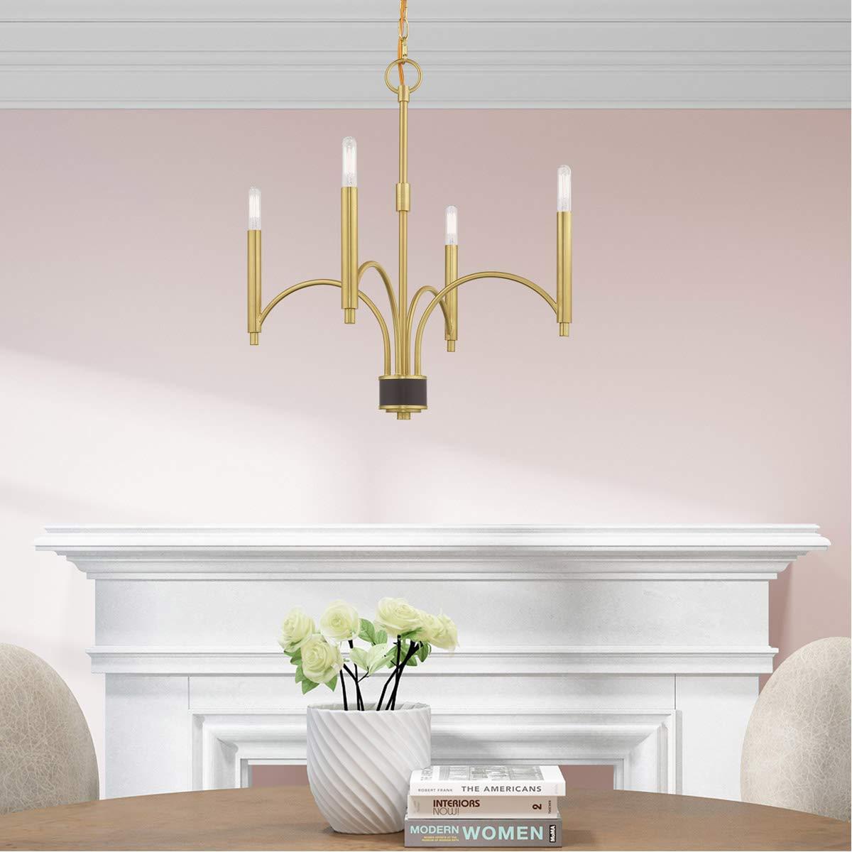 Livex Lighting Wisteria 4 - Light Chandelier in Satin Brass