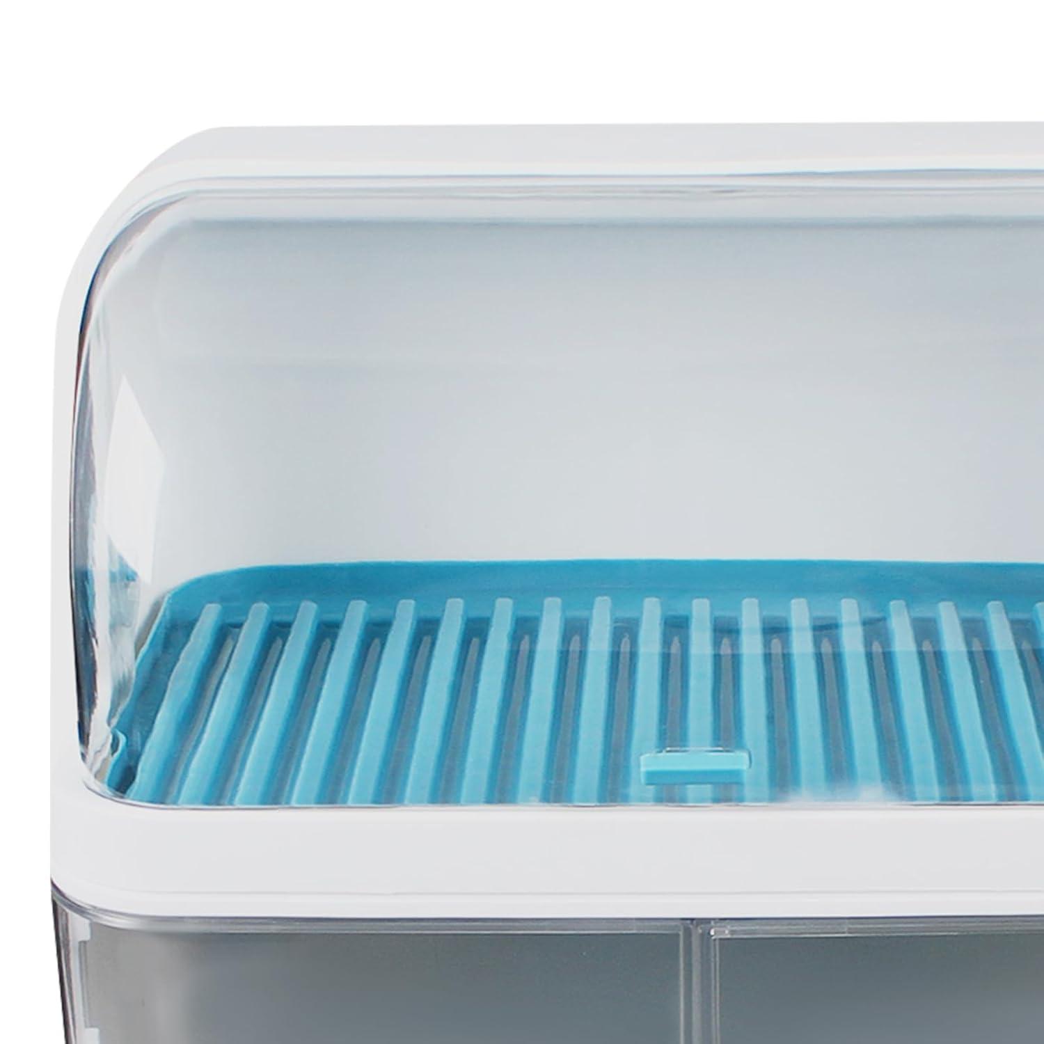 2-Tier Dish Drying Rack, Drain Bowl Cup Plate Dish Drying Drainer, PP+ABS Kitchen Dish Dryer Shelf Cutlery Drain Board with Lid Cover for Home Kitchen (17.71 * 14.96 * 9.84inch)