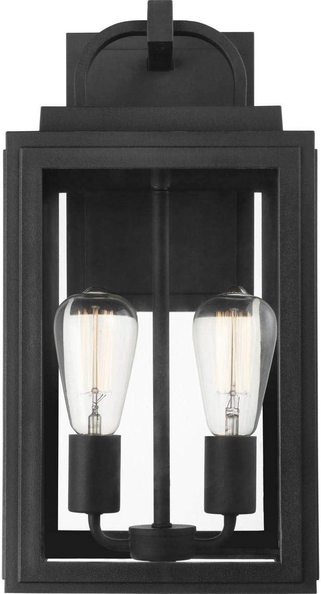 Progress Lighting Grandbury 2-Light Outdoor Hanging Lantern in Black, Clear Glass Panels, DURASHIELD Material