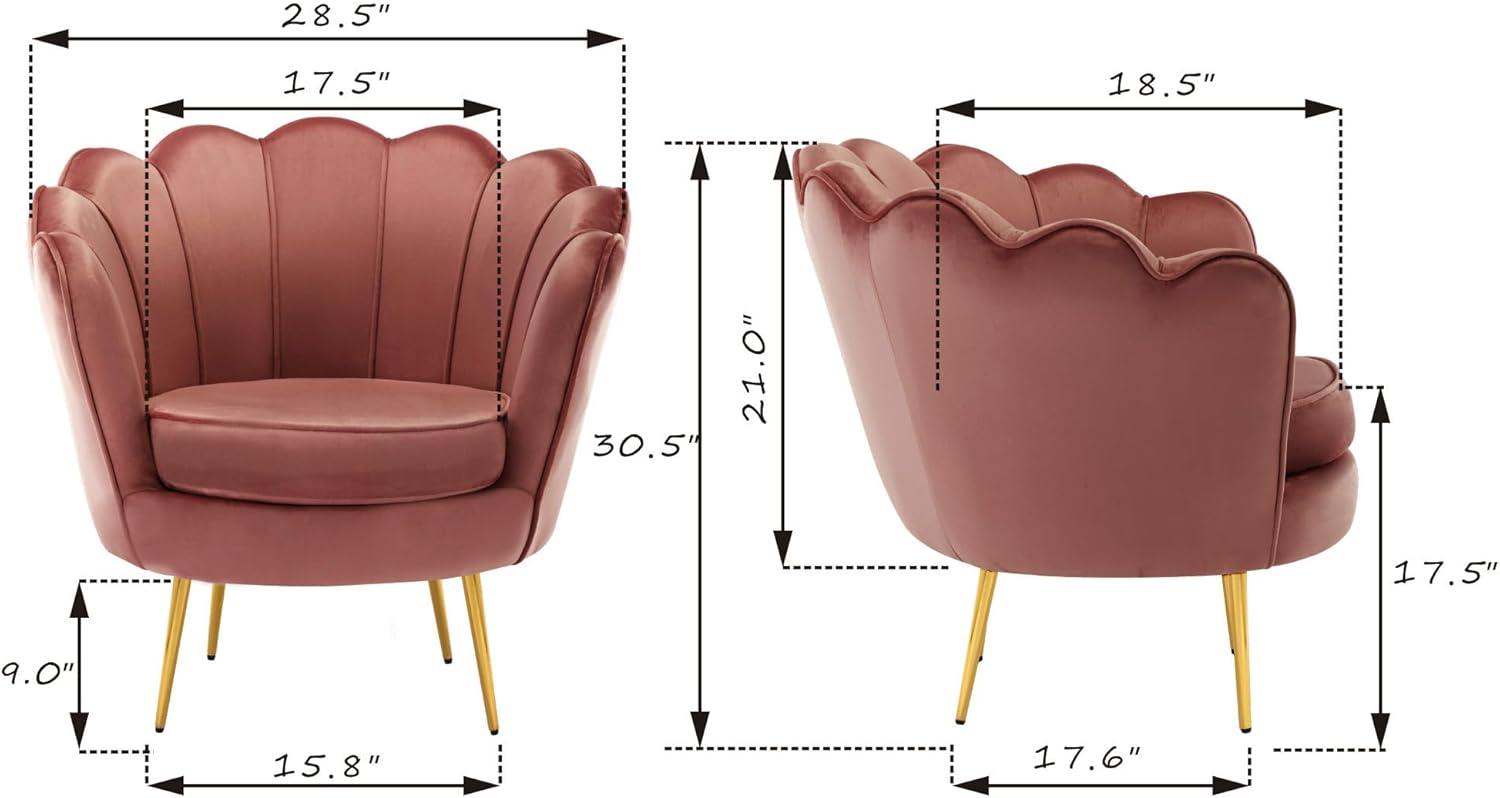 Dusty Rose Velvet Accent Chair with Gold Metal Legs