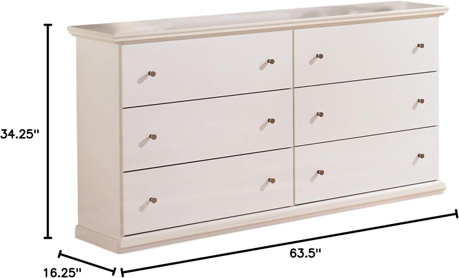 Ashley Furniture Bostwick Shoals 6 Drawer Wood Double Dresser in White