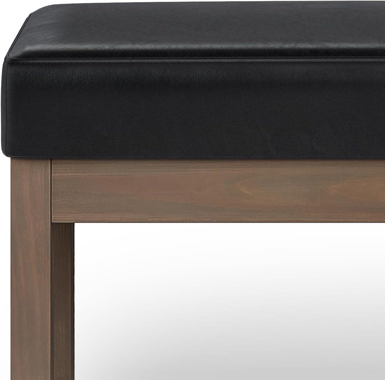 Simpli Home Milltown Ottoman Bench with Upholstered Seat and Solid Wood Frame
