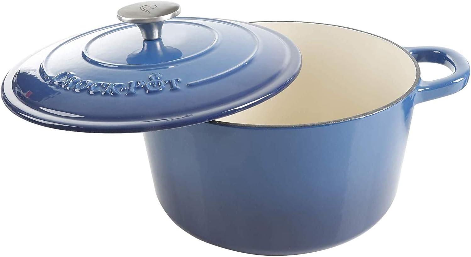 Blue 5-Quart Enameled Cast Iron Dutch Oven with Lid