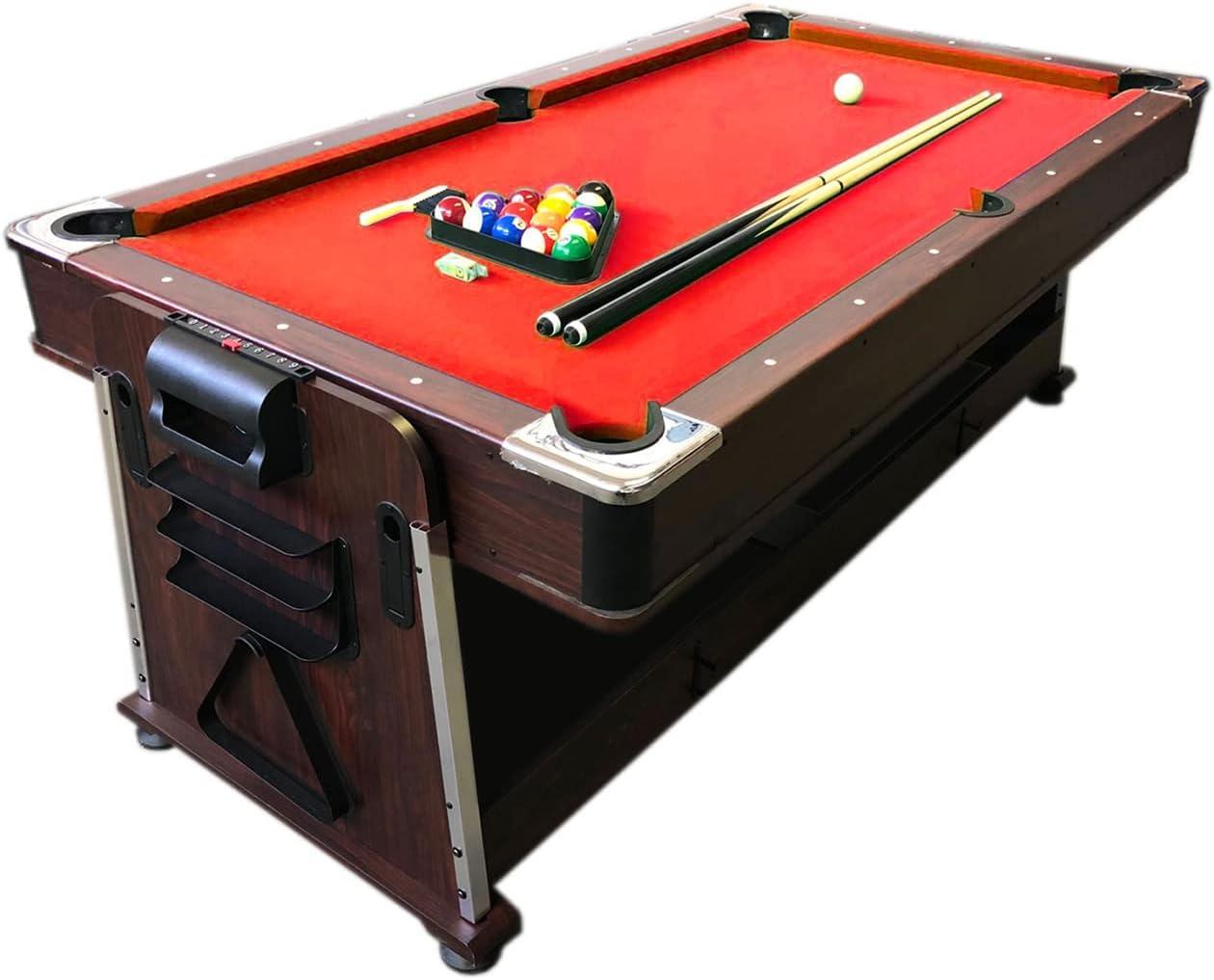 Simba USA Inc Pool Table 7ft Red + Air Hockey + Table Tennis + Table – Crown