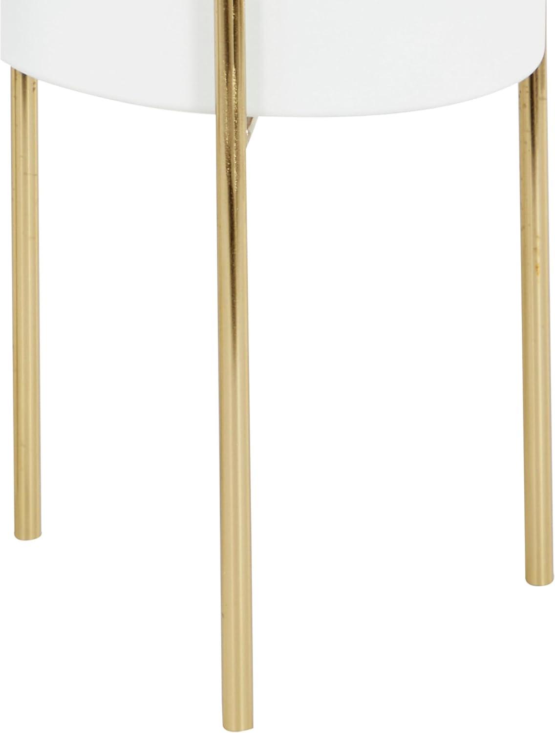 DecMode 18", 14", 12"H White Metal Planter with Removable Gold Stand (3 Count)