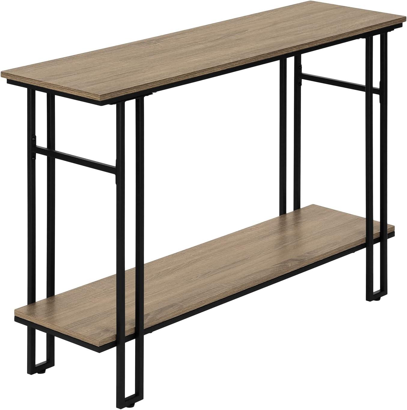 Monarch Specialties Accent Table Console Entryway Narrow Sofa Living Room Bedroom Brown Laminate Black Metal Contemporary Modern