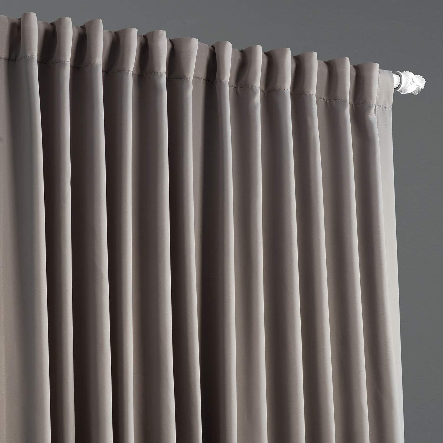 Neutral Grey Extra Wide Blackout Room Darkening Curtain (1 Panel), Neutral Grey, 100W X 108L