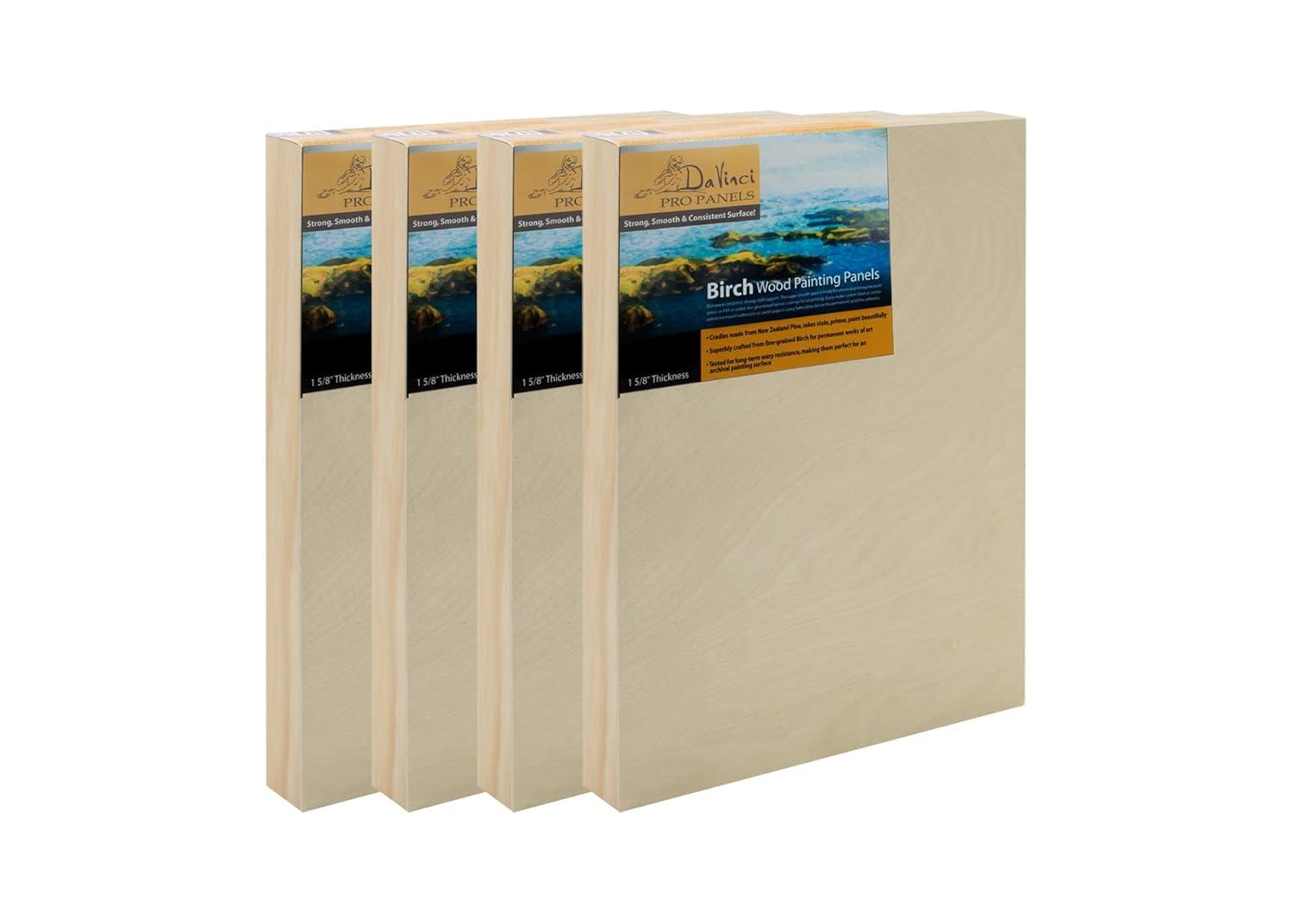 Da Vinci Pro Birch Wood Painting 1-5/8" Panel  18x18" - 4 Pack