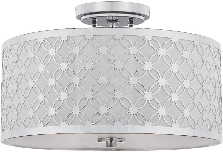 Retro Chic 16" Chrome Drum Flush Mount Ceiling Lamp