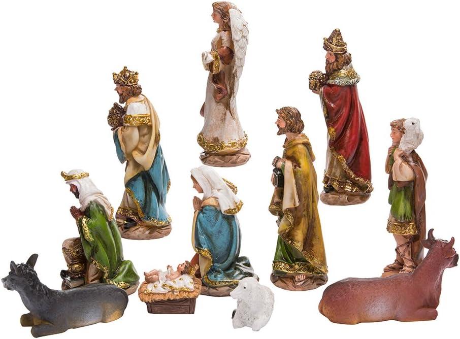 Resin Detailed Nativity Scene Set with 11 Colorful Figures