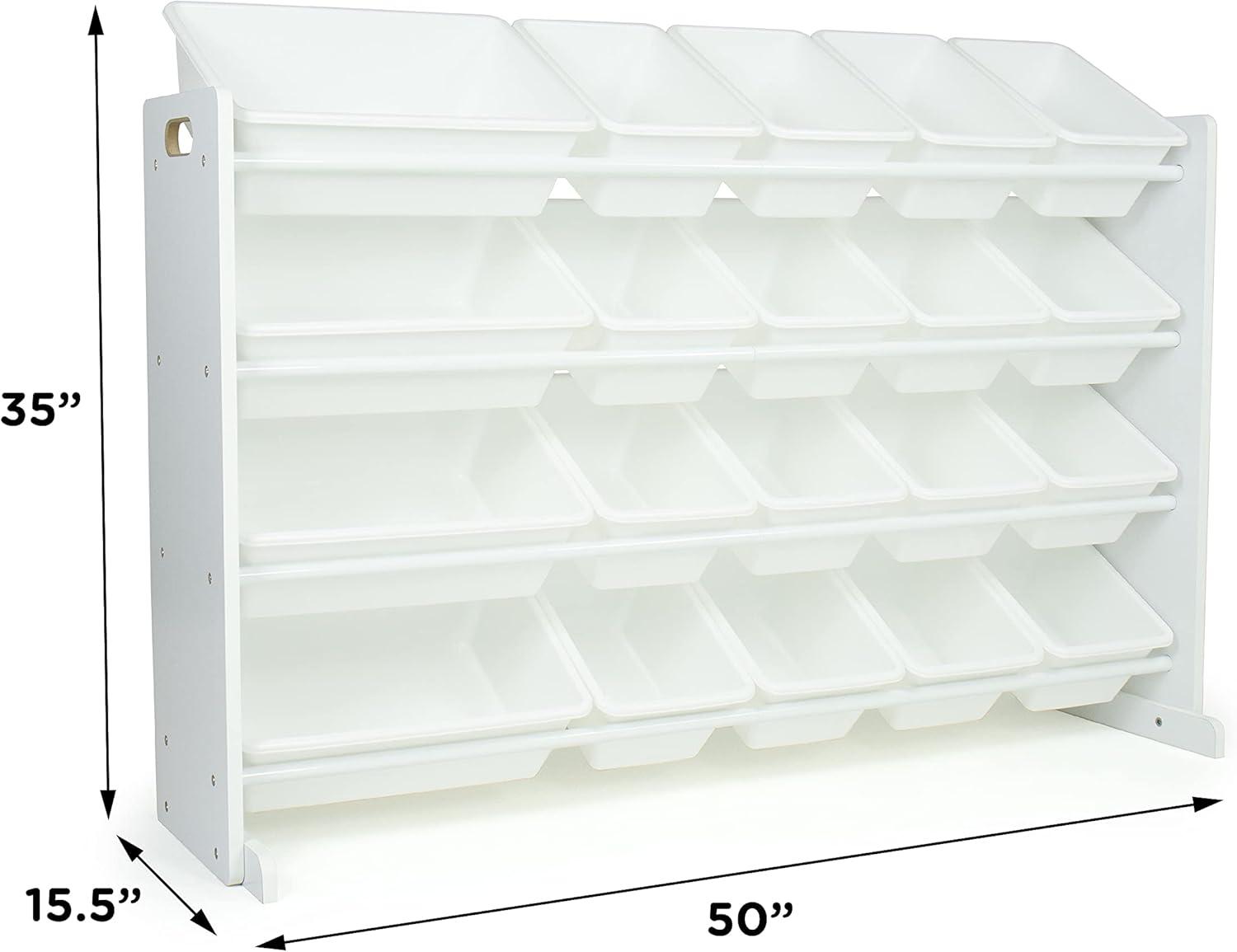 Cambridge Extra Large Kids' Toy Storage Organizer with 20 Storage Bins White - Humble Crew: MDF Bin Shelves, 4 Shelves