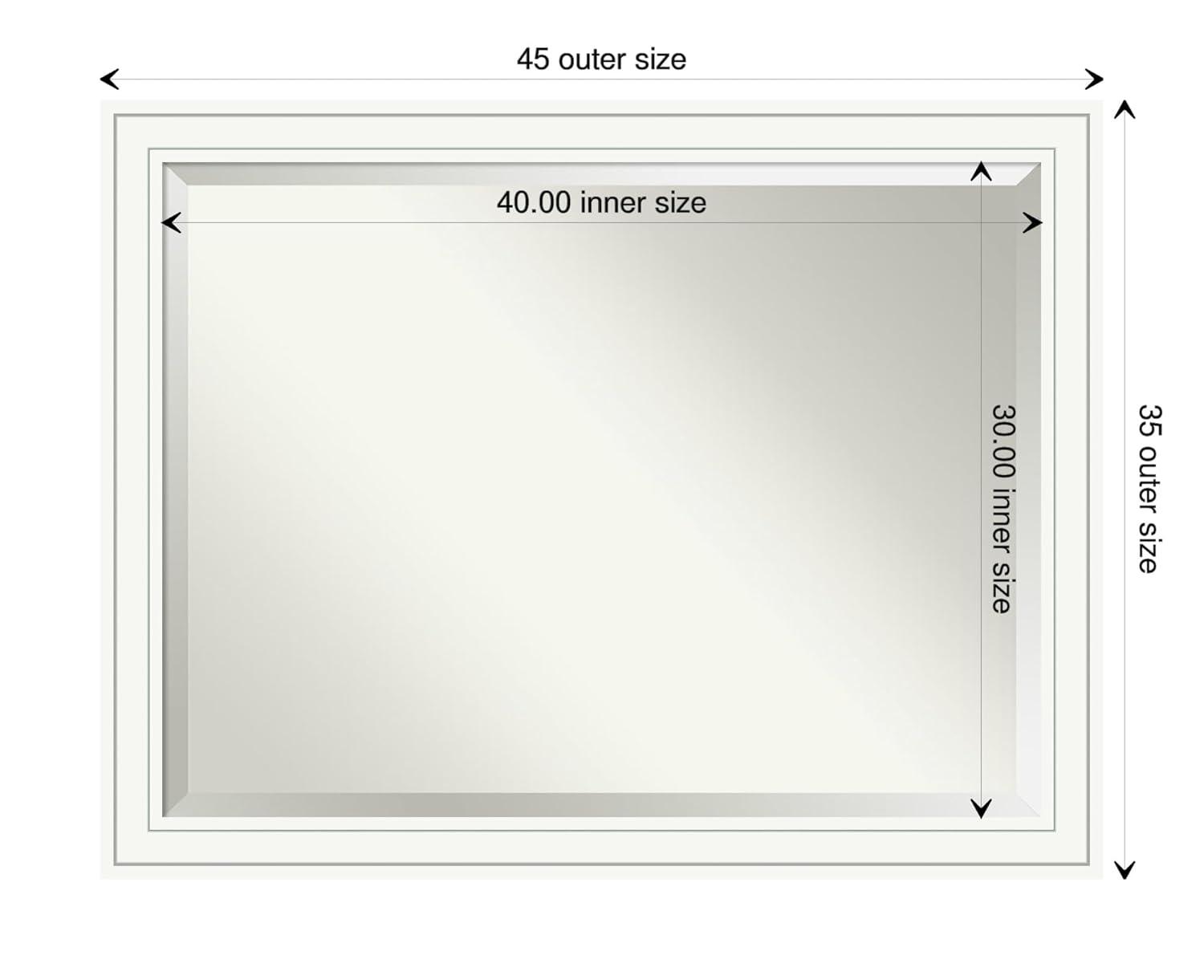 Craftsman White Beveled Wood Bathroom Wall Mirror