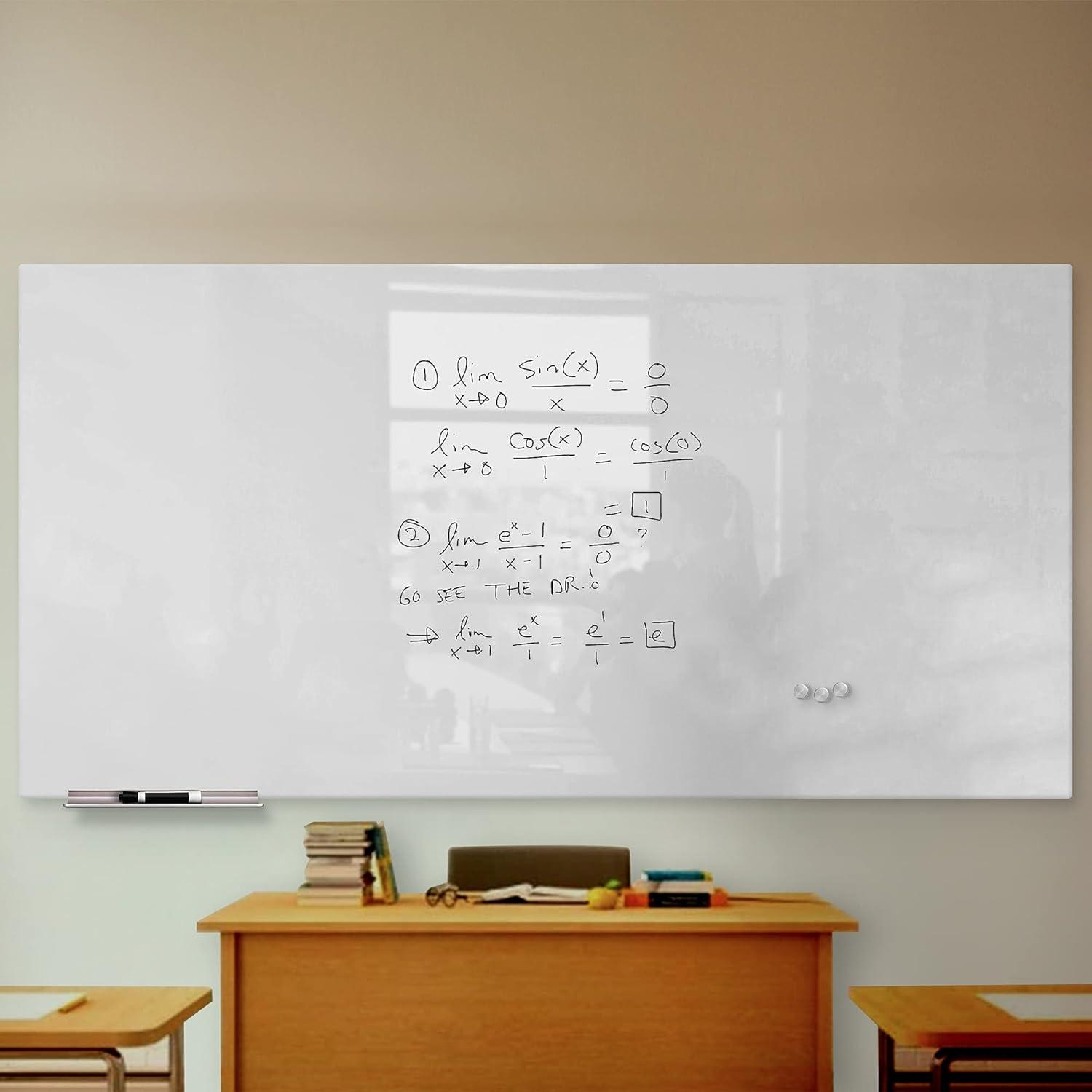 96" x 48" Frameless White Magnetic Glass Dry Erase Board