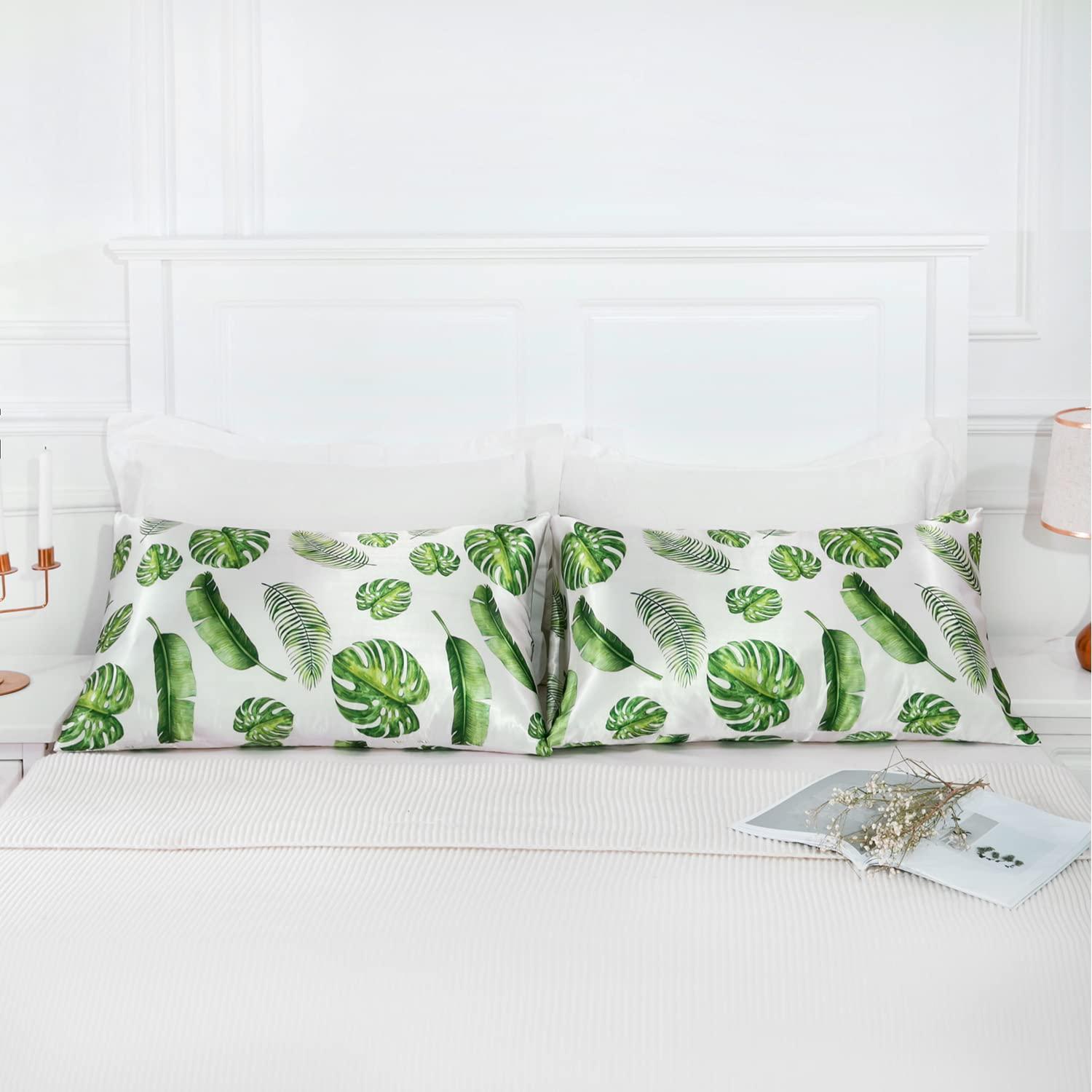 ANMINY Satin Pillowcase Set of 2 Standard Silk Bedding Pillowcases 26" x 20" Pillow Cover, White
