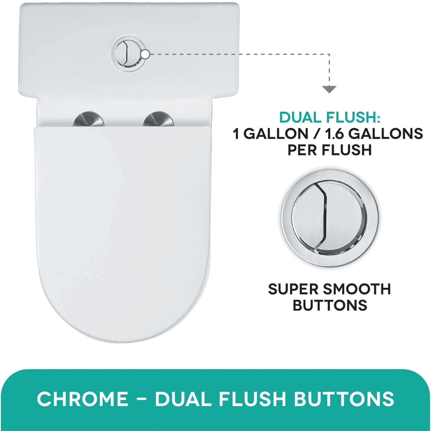 Compact White Ceramic Round One-Piece Dual Flush Toilet
