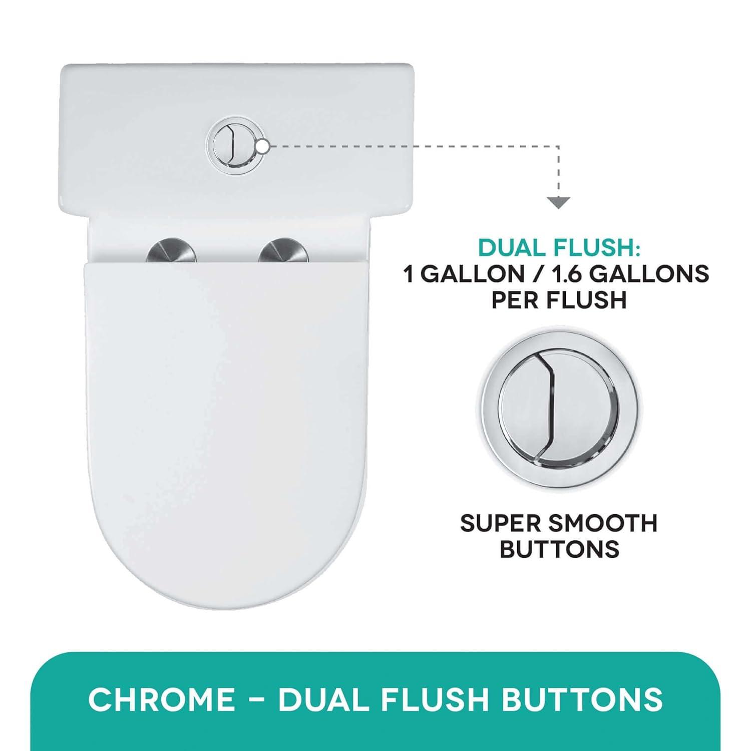 Compact White Ceramic Round One-Piece Dual Flush Toilet