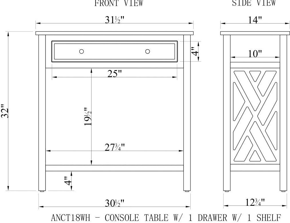 Alaterre Coventry 36" Coffee Table, End Table with Tray and Console/TV Table, Set of 3