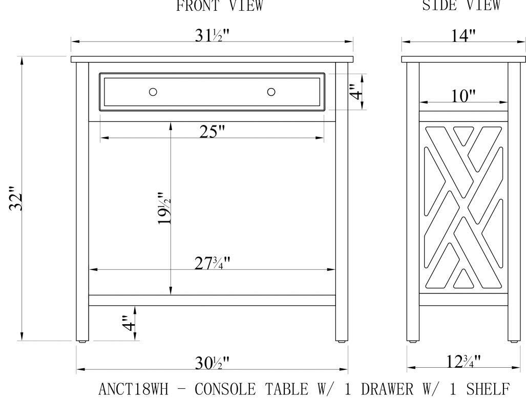 Alaterre Furniture Coventry 36 in. Entryway/Console/Sofa Table 3-Piece Set with Coffee Table, End Table & Tray Shelf, Gray