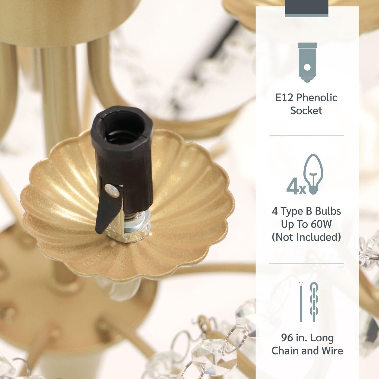 AF Lighting Floral 4-Light Chandelier with Cream Ceramic Roses