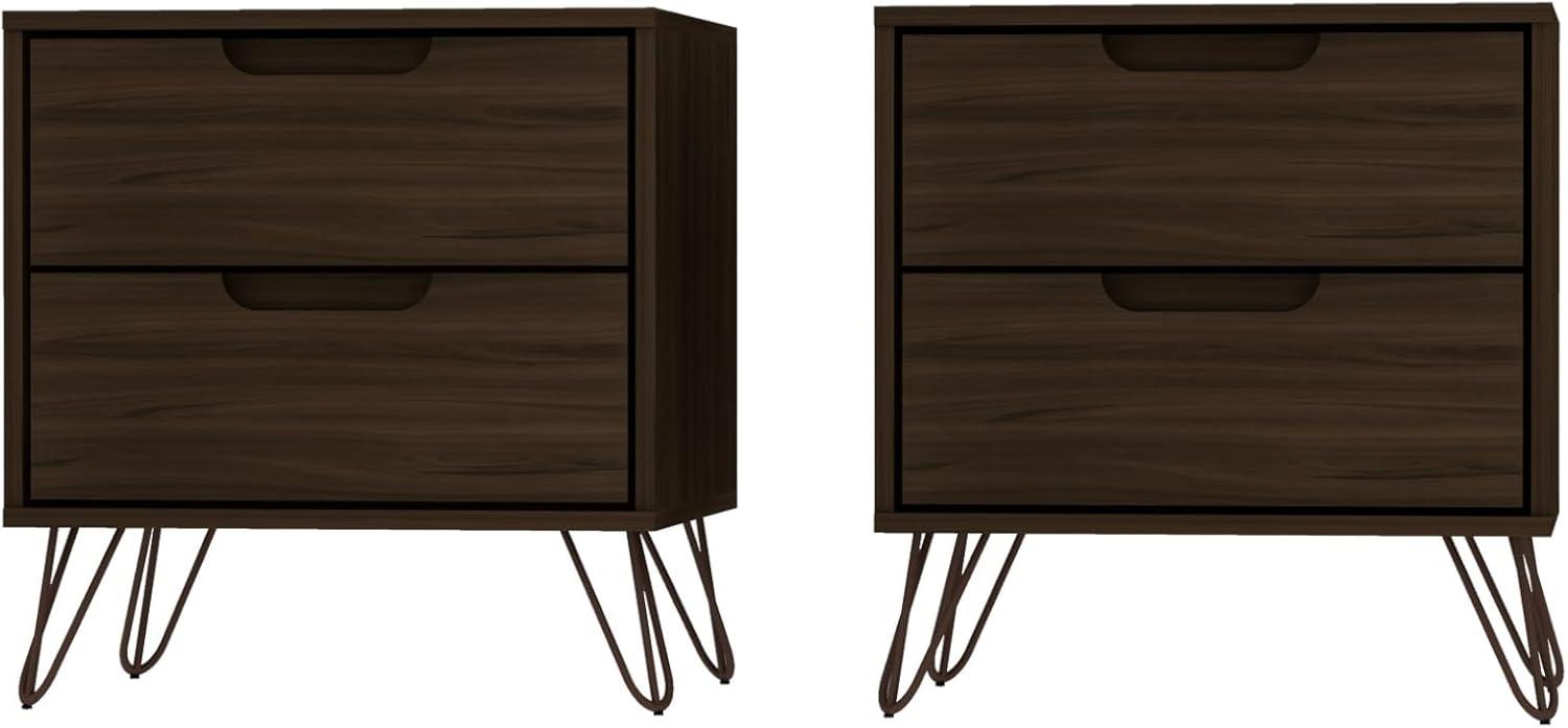 Set of 2 Rockefeller 2 Drawer Nightstands - Manhattan Comfort