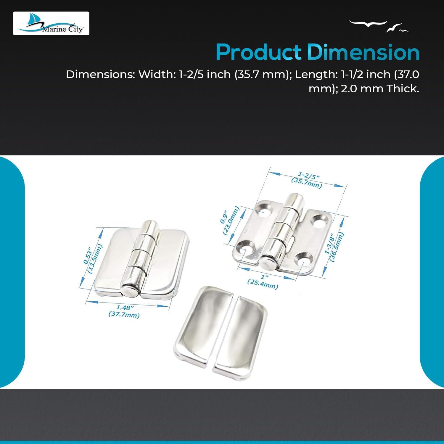 Marine City Pair of Stainless-Steel Marine Hatch Strap Hinge7-1/4" 1-5/8"