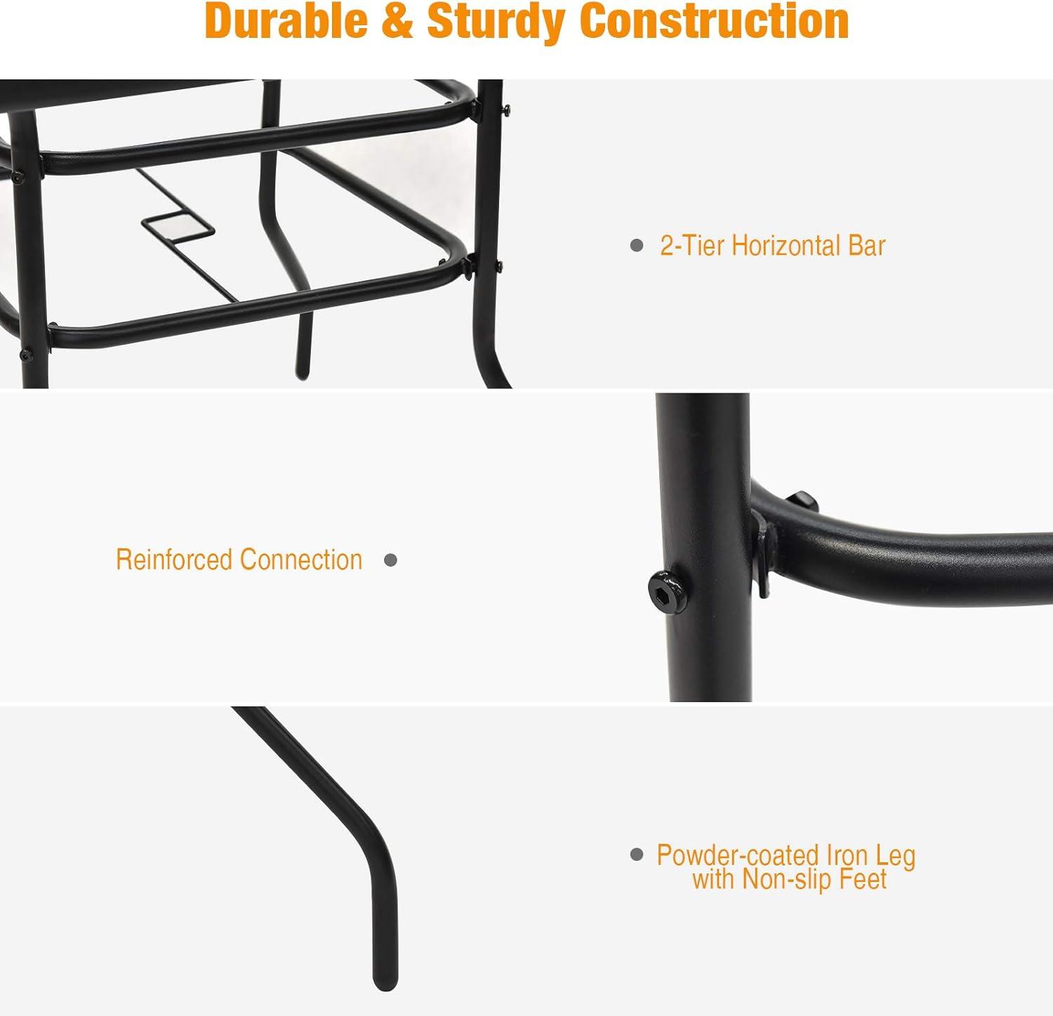 Lark Manor™ Aliyahna 32'' Patio Square Table Tempered Glass Steel Frame Outdoor Pool Yard Garden