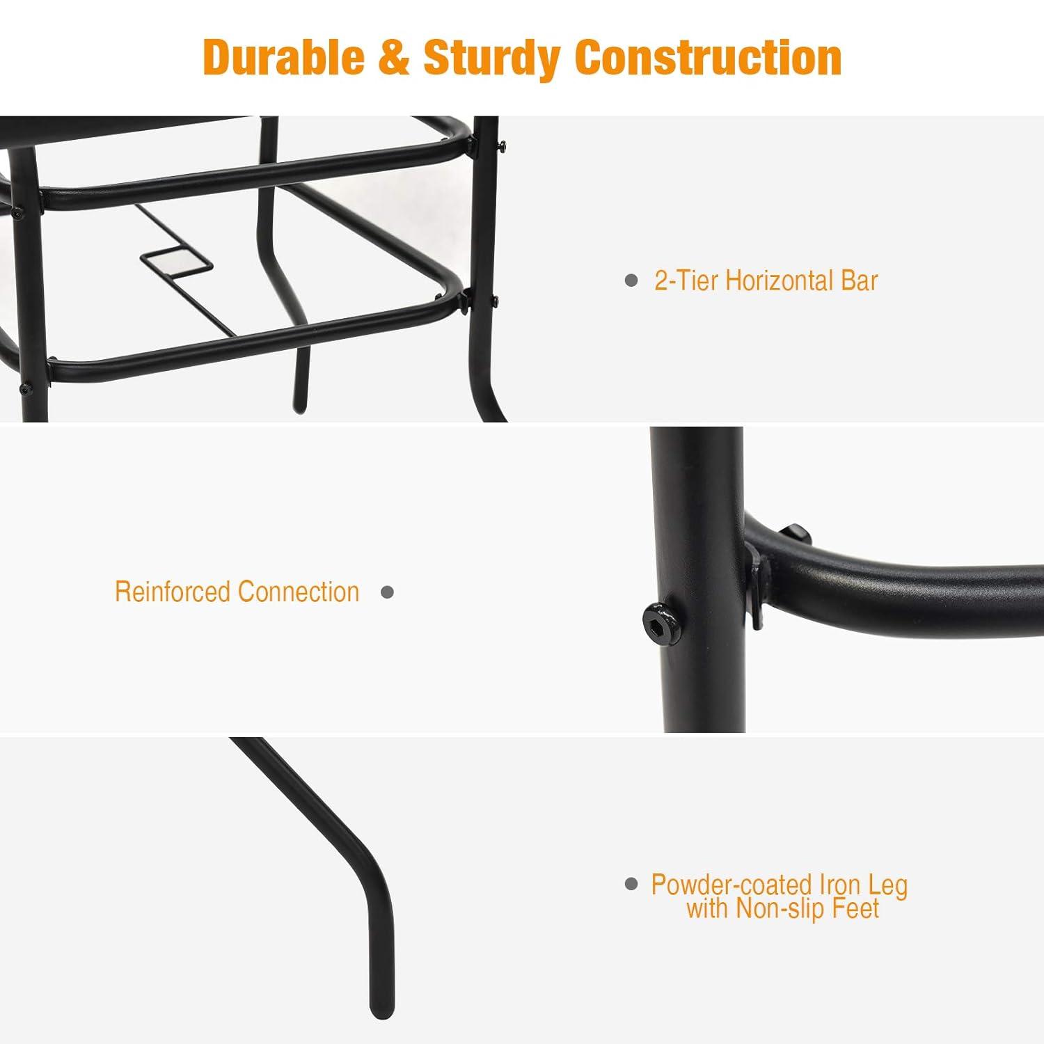 Lark Manor™ Aliyahna 32'' Patio Square Table Tempered Glass Steel Frame Outdoor Pool Yard Garden