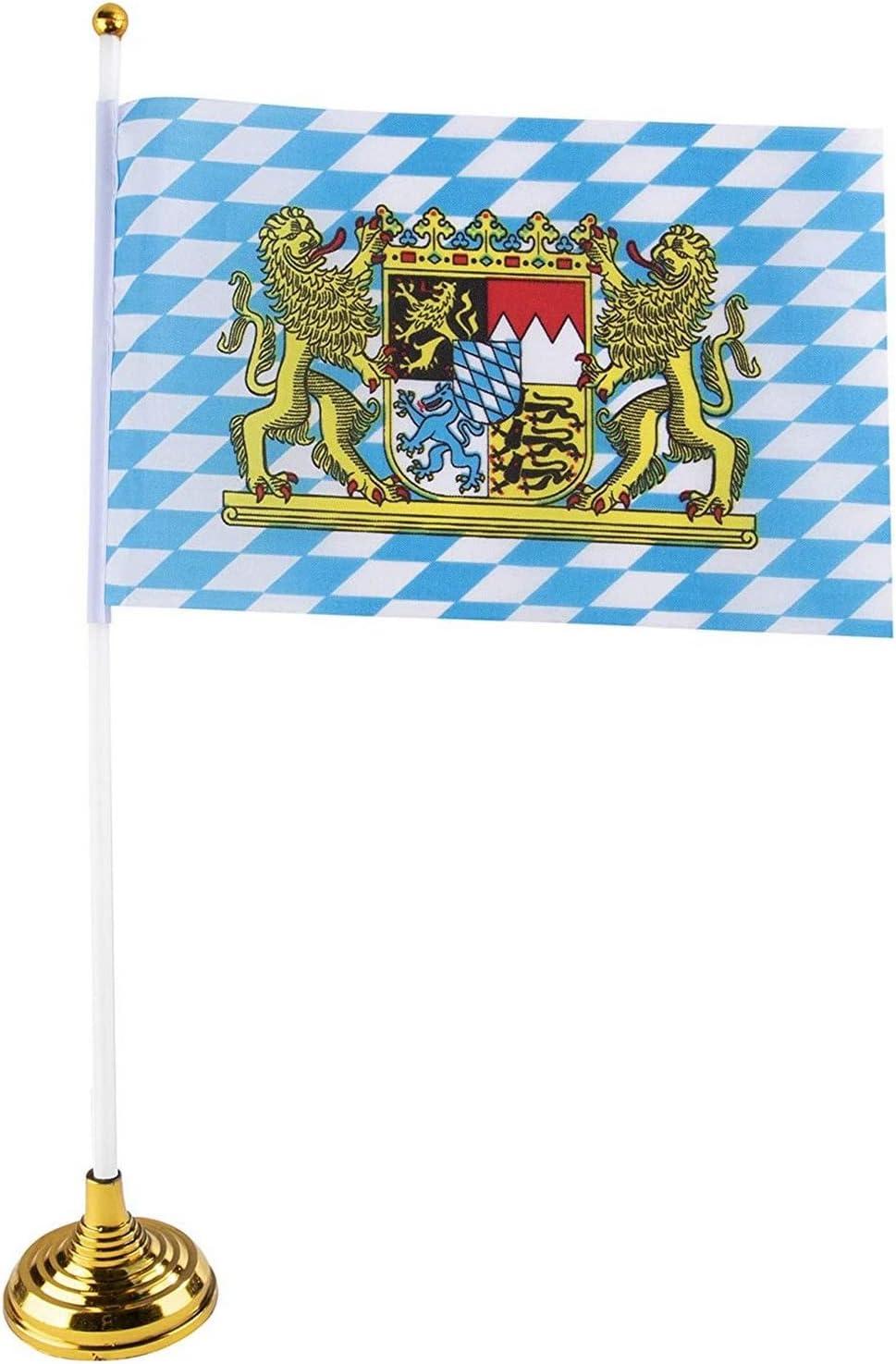 Bavarian and German Polyester Desk Flags with Stands, 24 Pieces