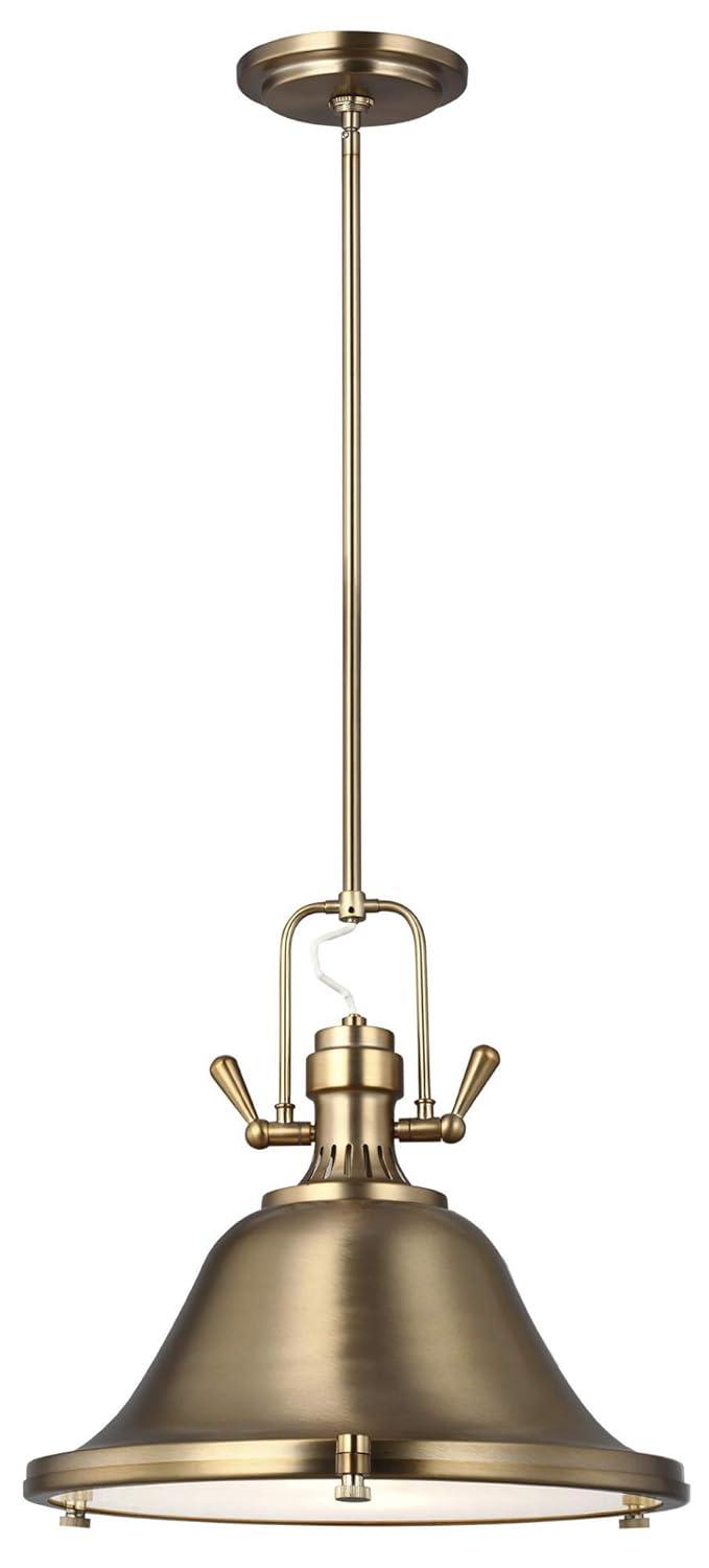 Brushed Nickel Industrial Pendant Light with Satin Etched Glass Shade