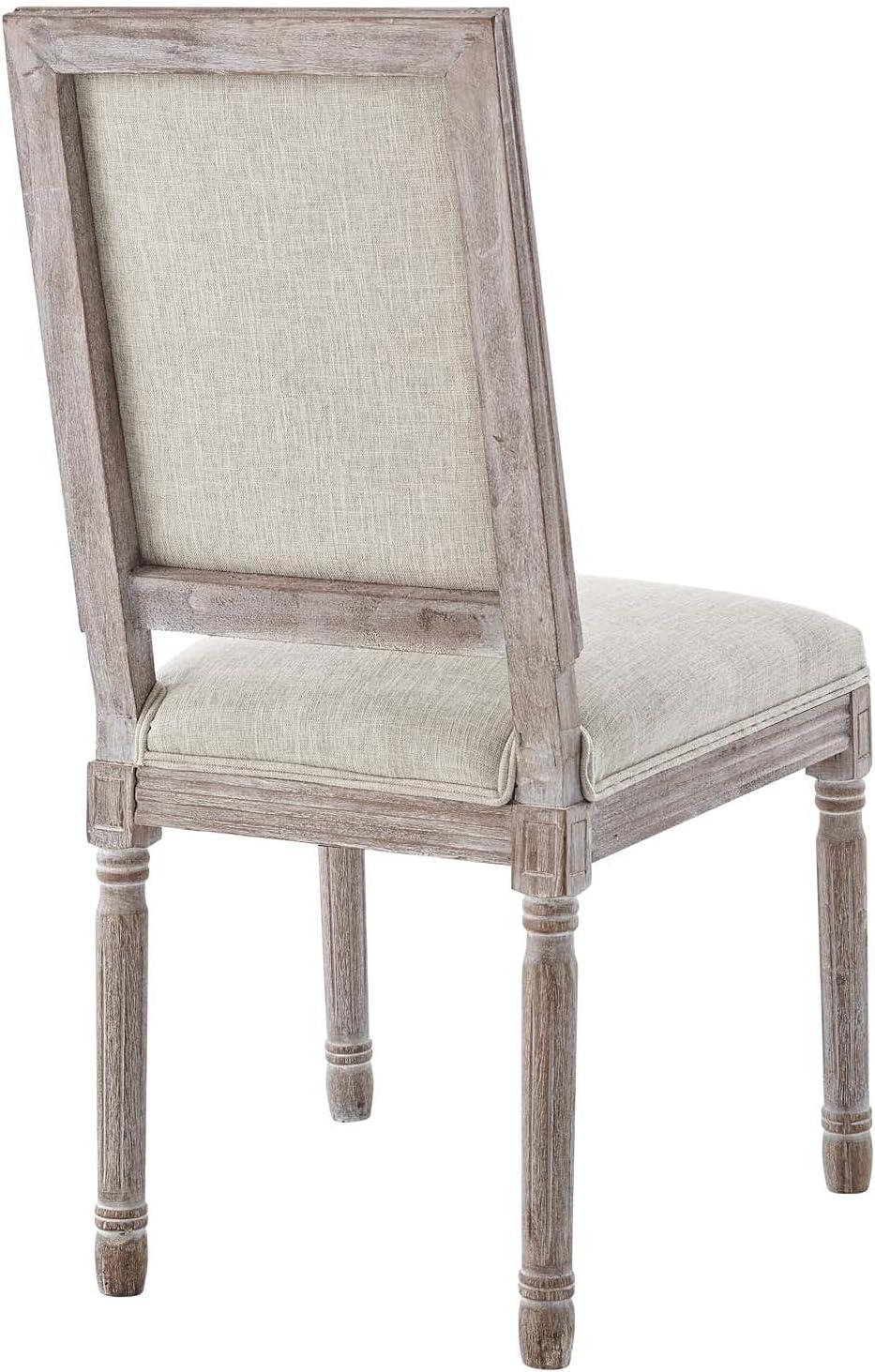 Vintage French Beige Upholstered Wood Side Chair Set