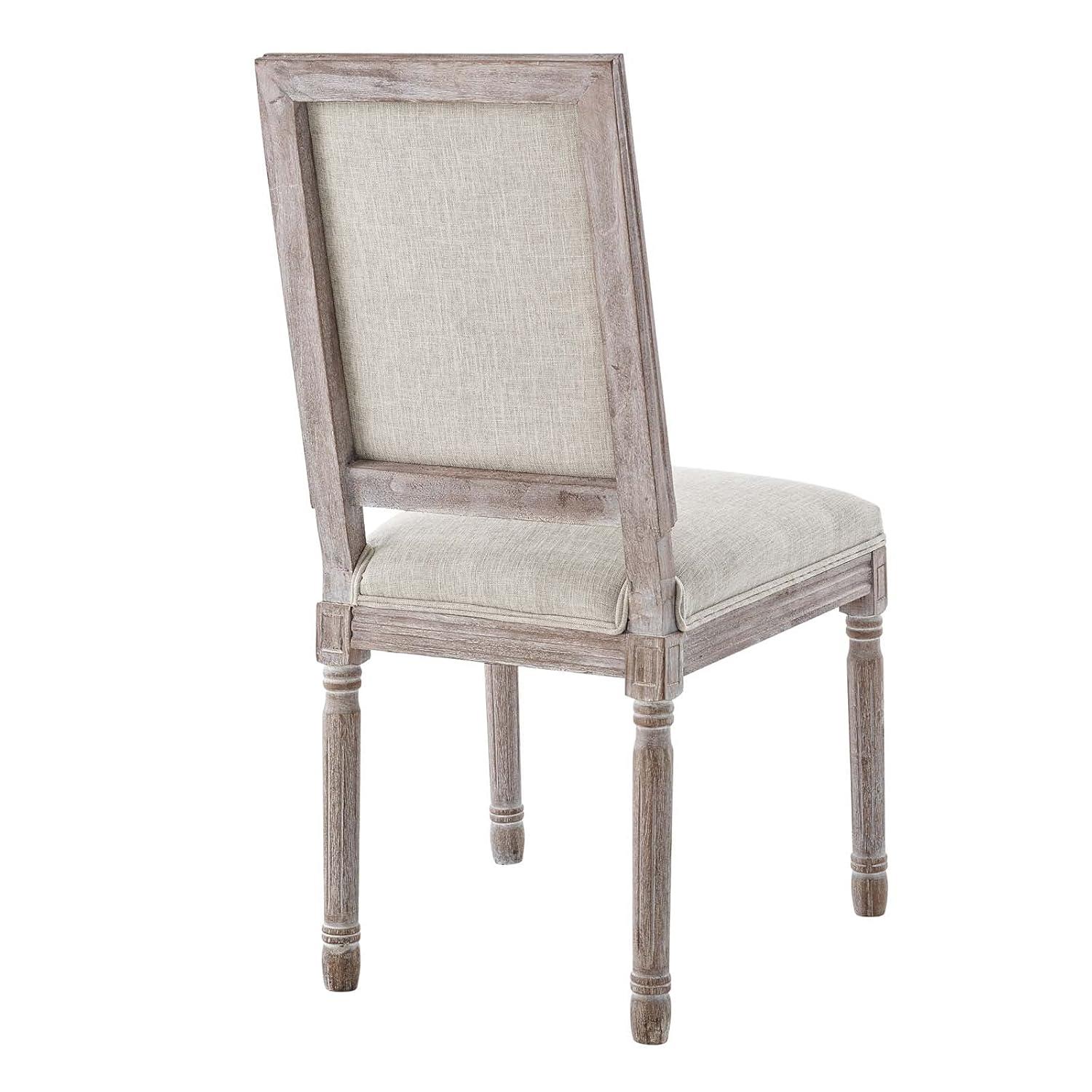 Court Vintage French Upholstered Fabric Dining Side Chair Beige - Modway