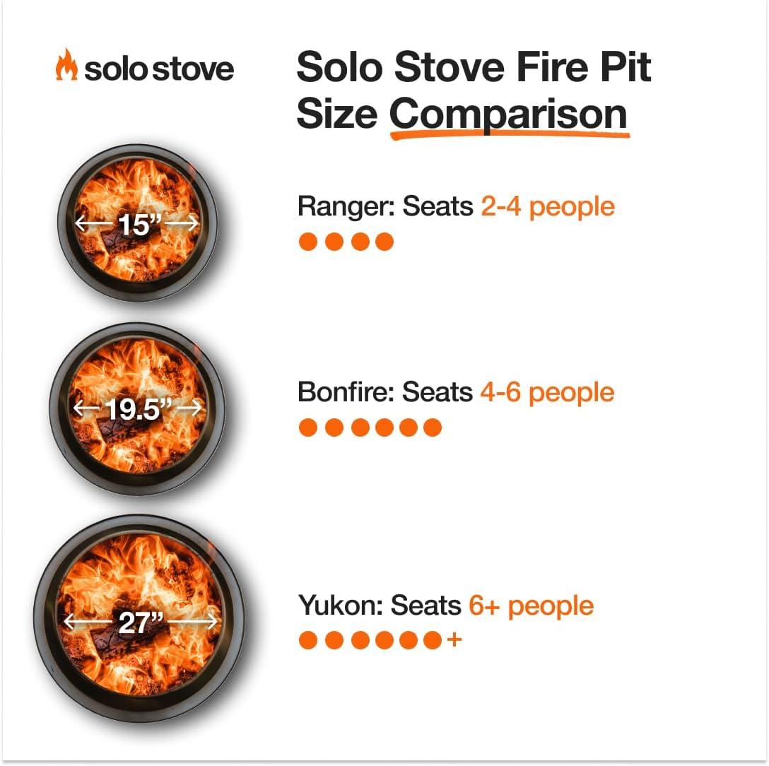 Solo Stove Bonfire 2.0 with Stand, Smokeless Fire Pit | Wood Burning Fireplaces W/ Removable Ash Pan, Portable Outdoor Firepit - for Camping, Stainless Steel, H: 16.75 in x Dia: 19.5 in, 25.1 lbs