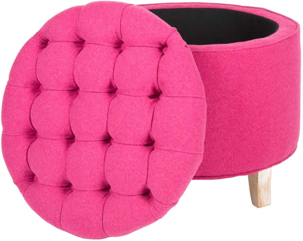 SAFAVIEH Amelia Tufted Storage Ottoman Rose Gold