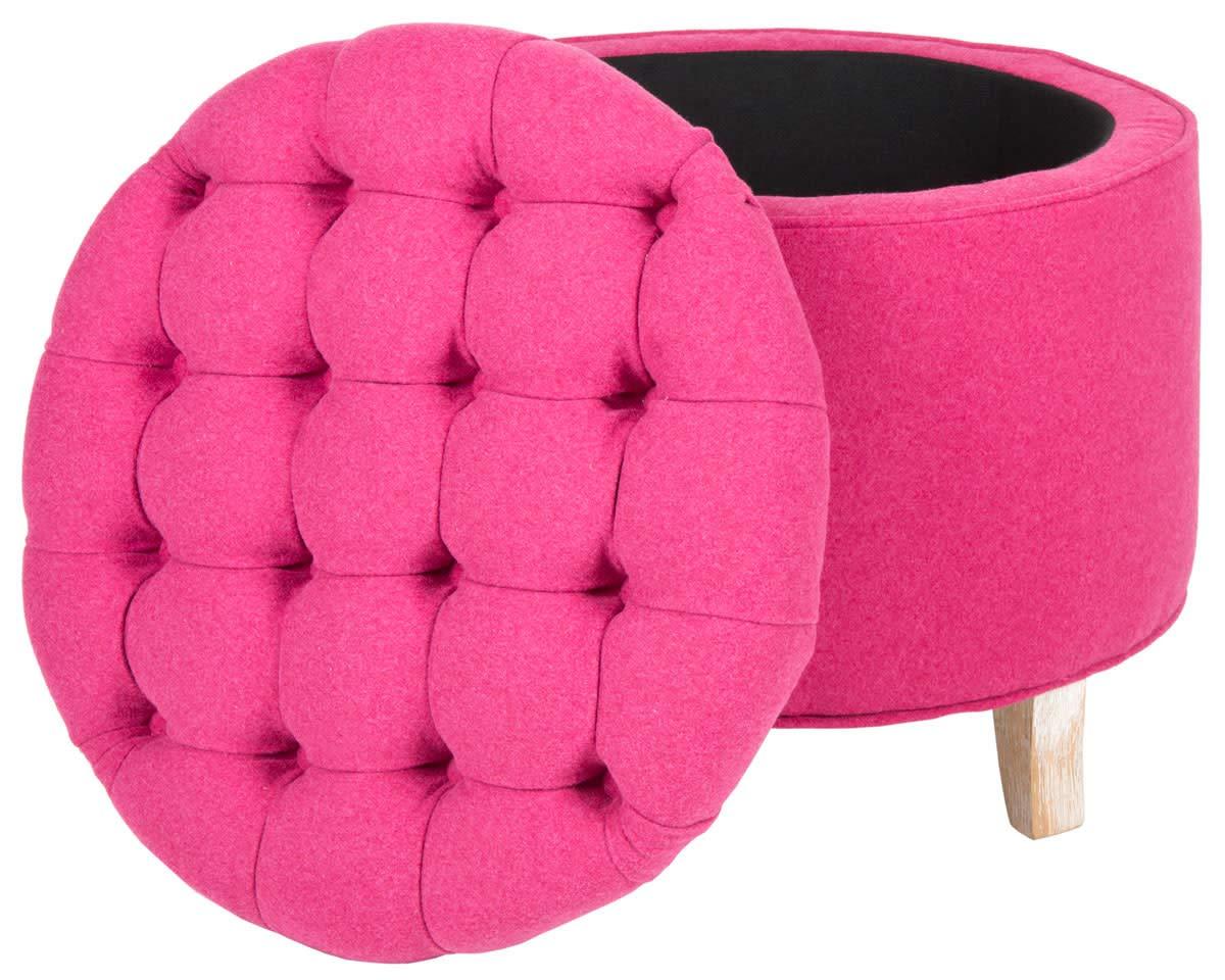 Amelia Tufted Storage Ottoman - Navy - Safavieh