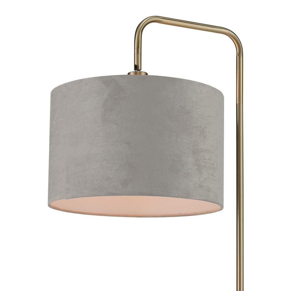 Globe Electric Barden 58" Brass Floor Lamp with Light Gray Velvet Shade, 67398