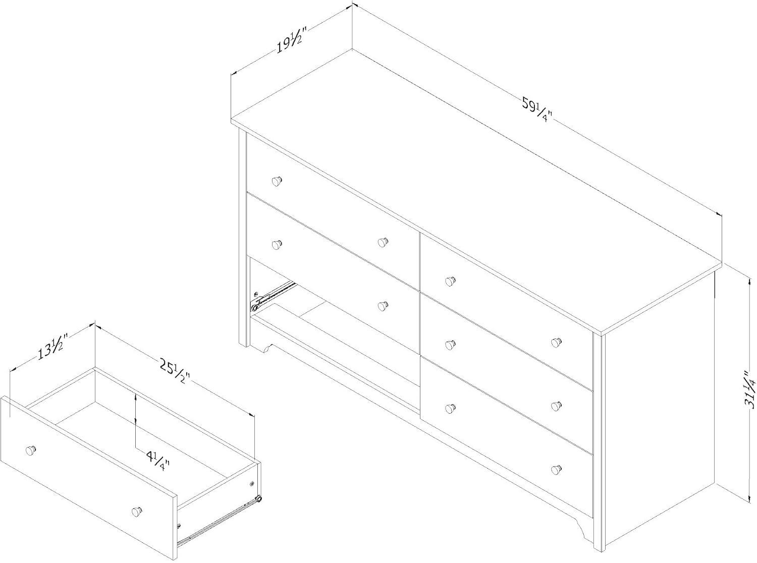 Black Double Nursery Dresser with Soft Close Drawers and Casters