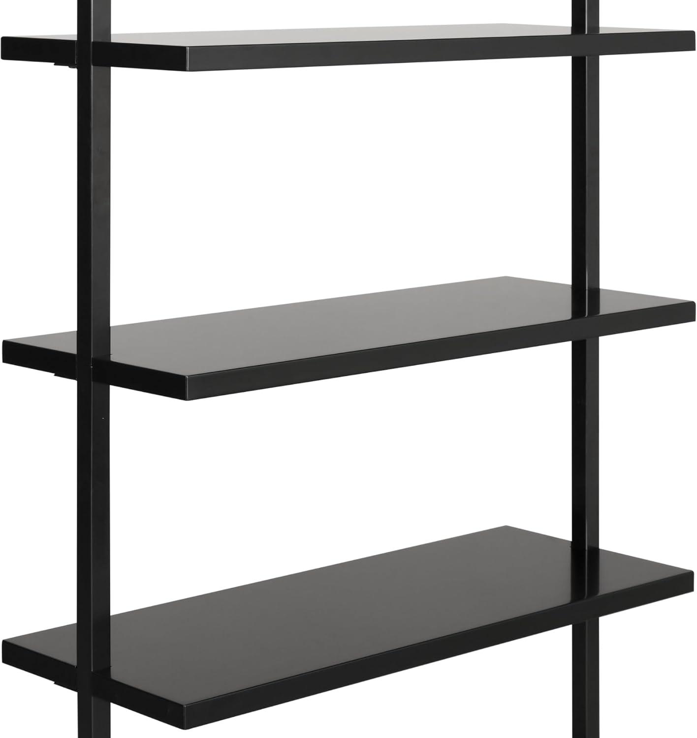 Nathan James 85" Theo 6 Shelves Wall Mounted Bookcase Matte Black: Sleek Design, Home Office Storage