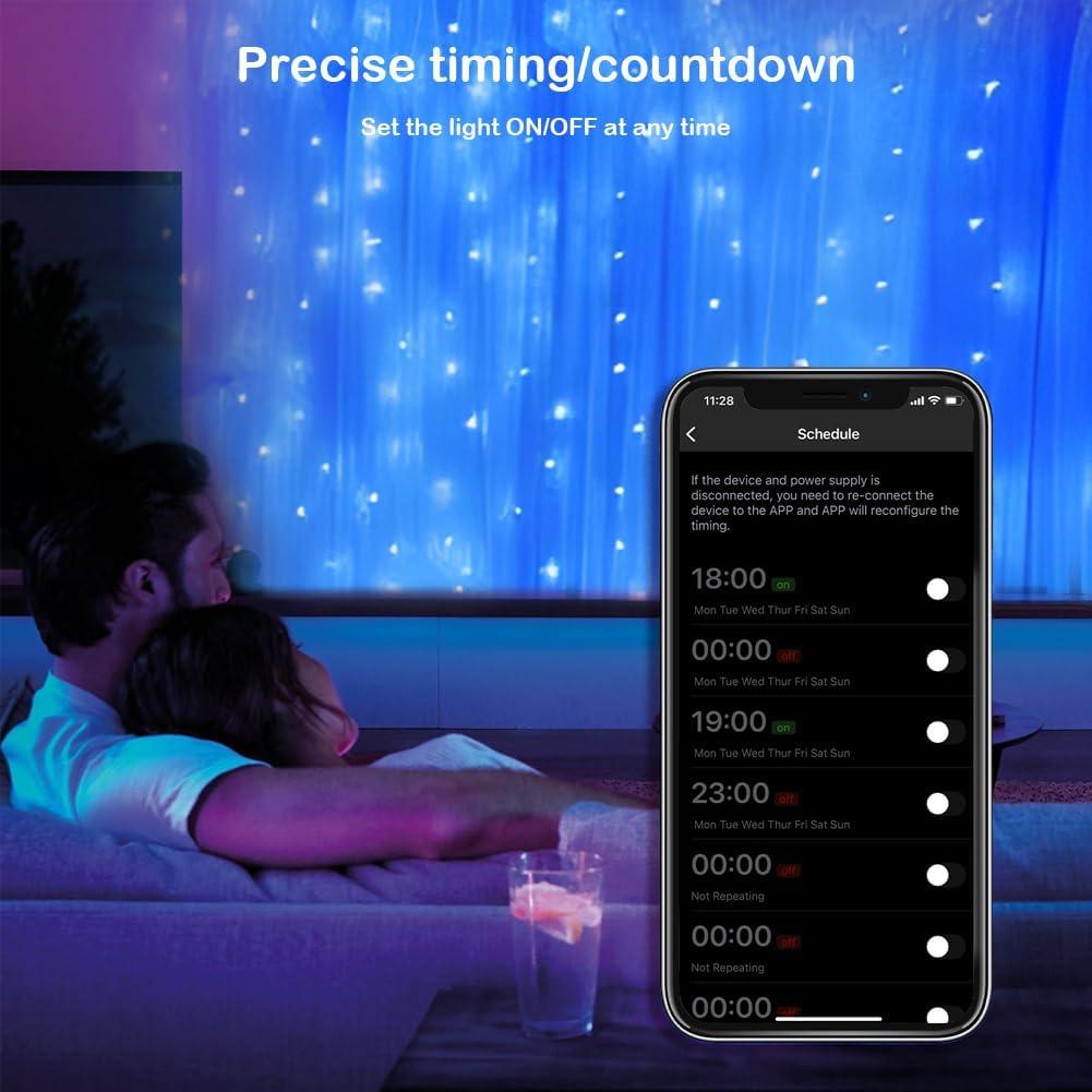 Curtain Lights Indoor 300LED 9.8ftx9.8ft, Outdoor Waterproof Curtain String Lights with Hook Remote Timer 8 Modes, USB Powered Waterfall Window Lights for Wall Backdrop Home Decorations