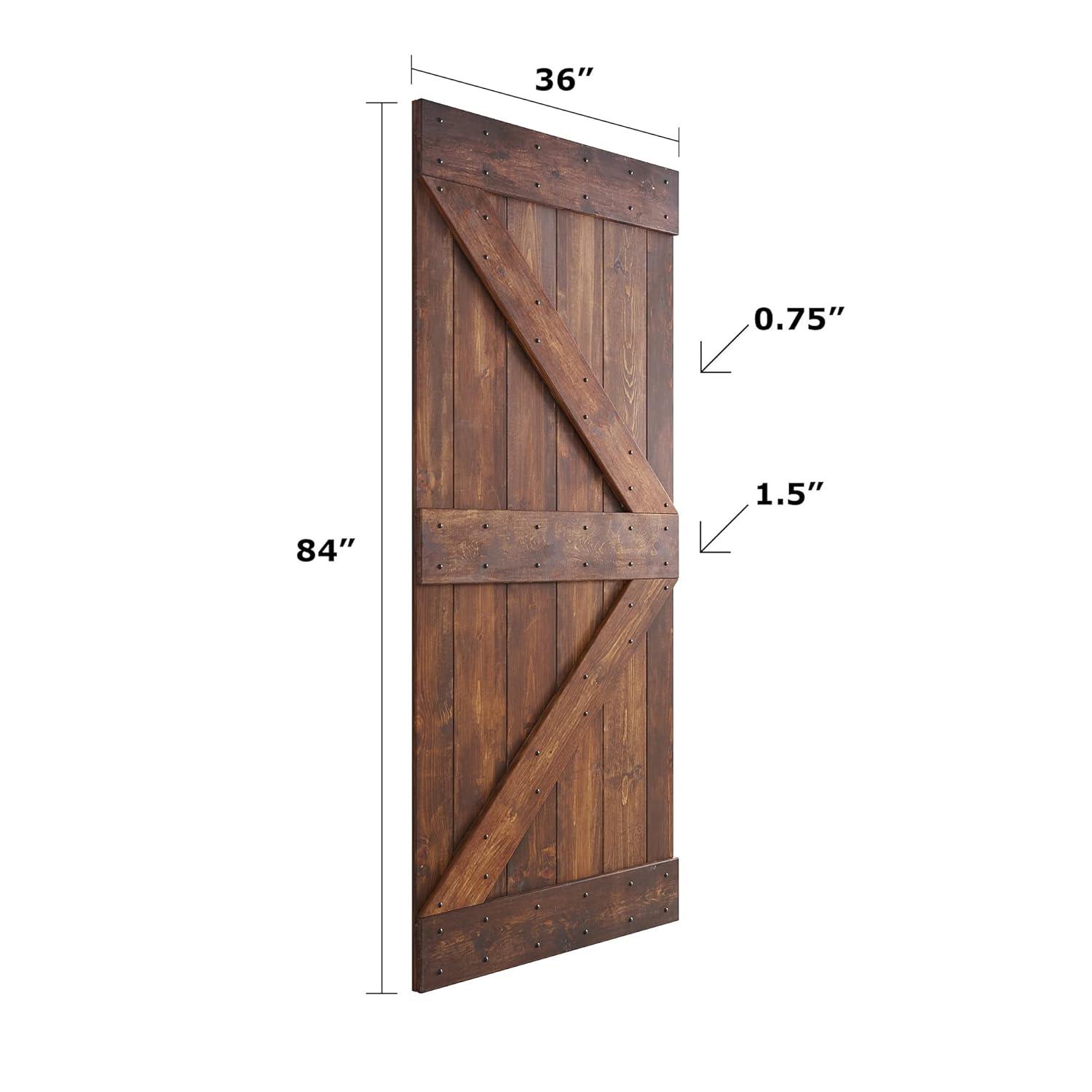 Paneled Wood and Metal K Series DIY Knotty Barn Door with Installation Hardware Kit