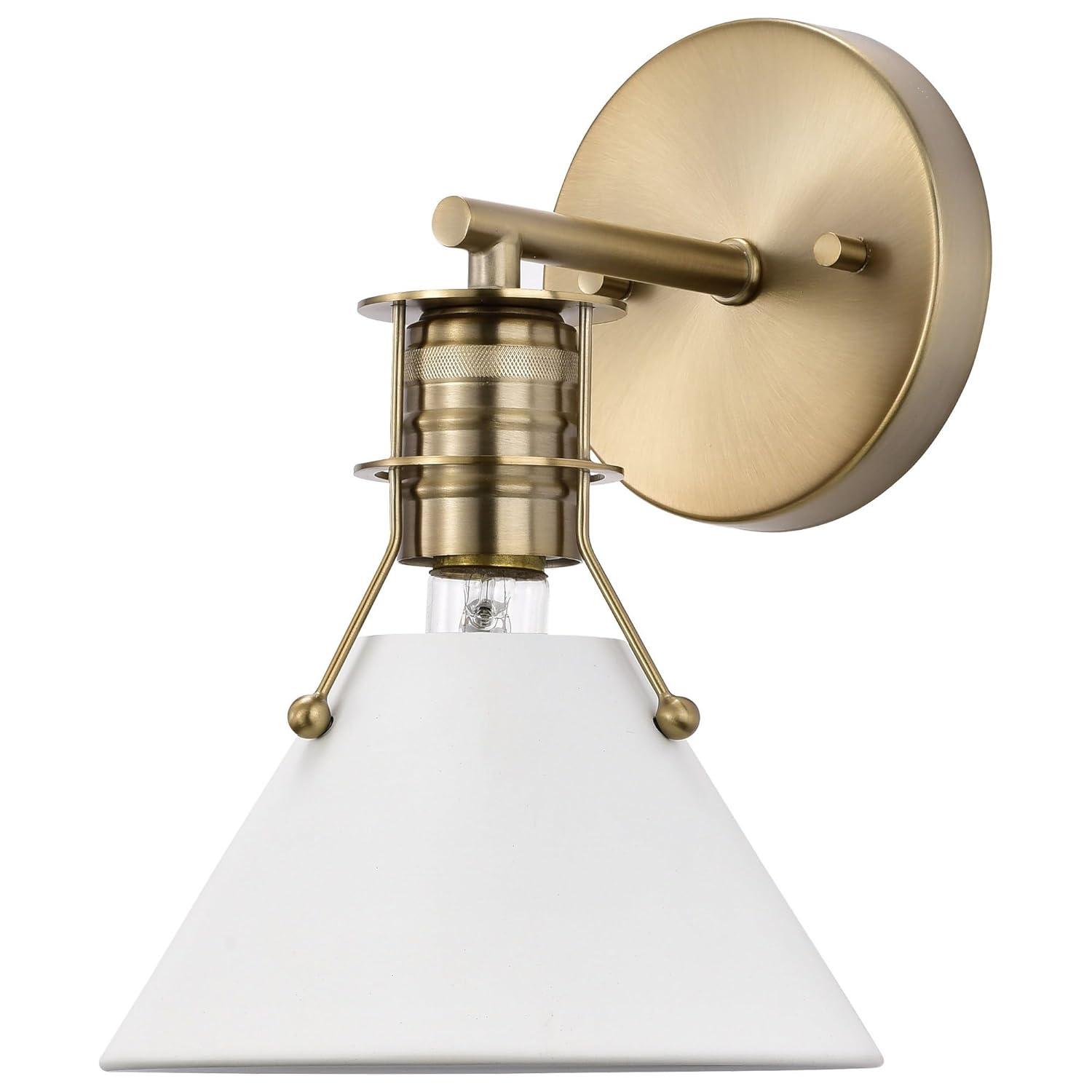 Nuvo Lighting Outpost 1 Light Wall Sconce Matte White with Burnished Brass
