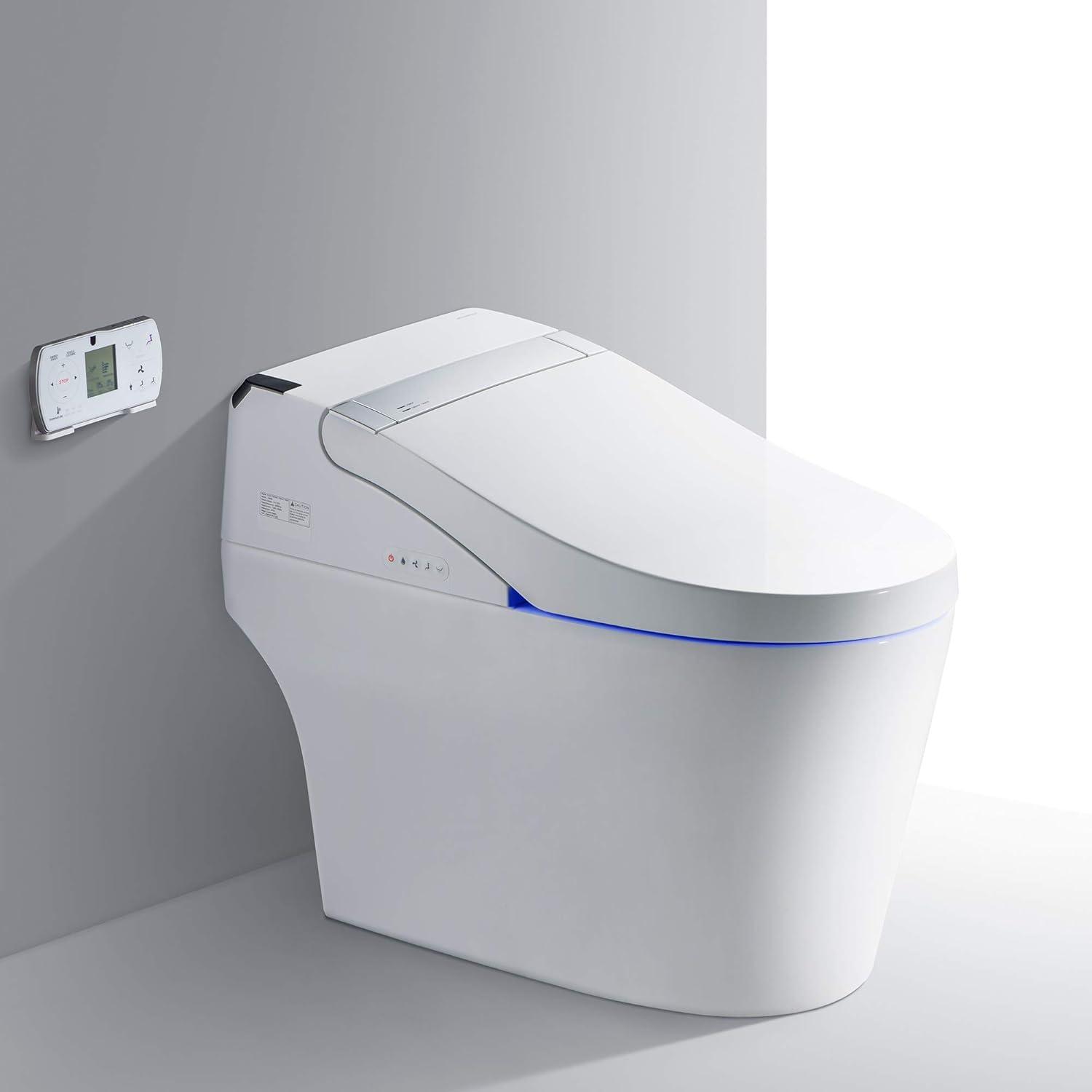 White Ceramic Smart Bidet Toilet with Heated Seat and Auto Flush