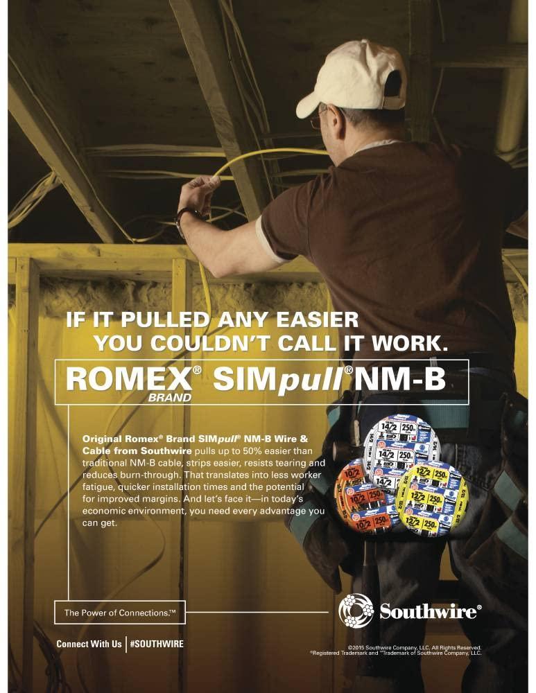 Southwire 28827422 50' 14/2 with ground Romex brand SIMpull residential indoor electrical wire type NM-B White